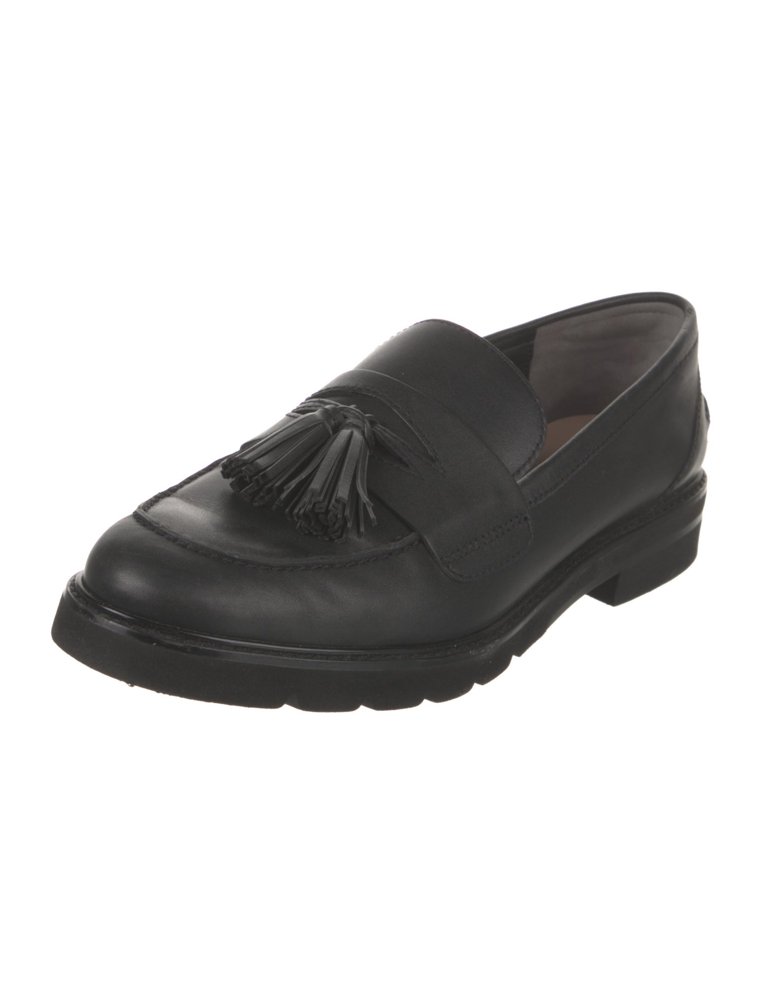Stuart Weitzman Leather Tassel Accents Loafers