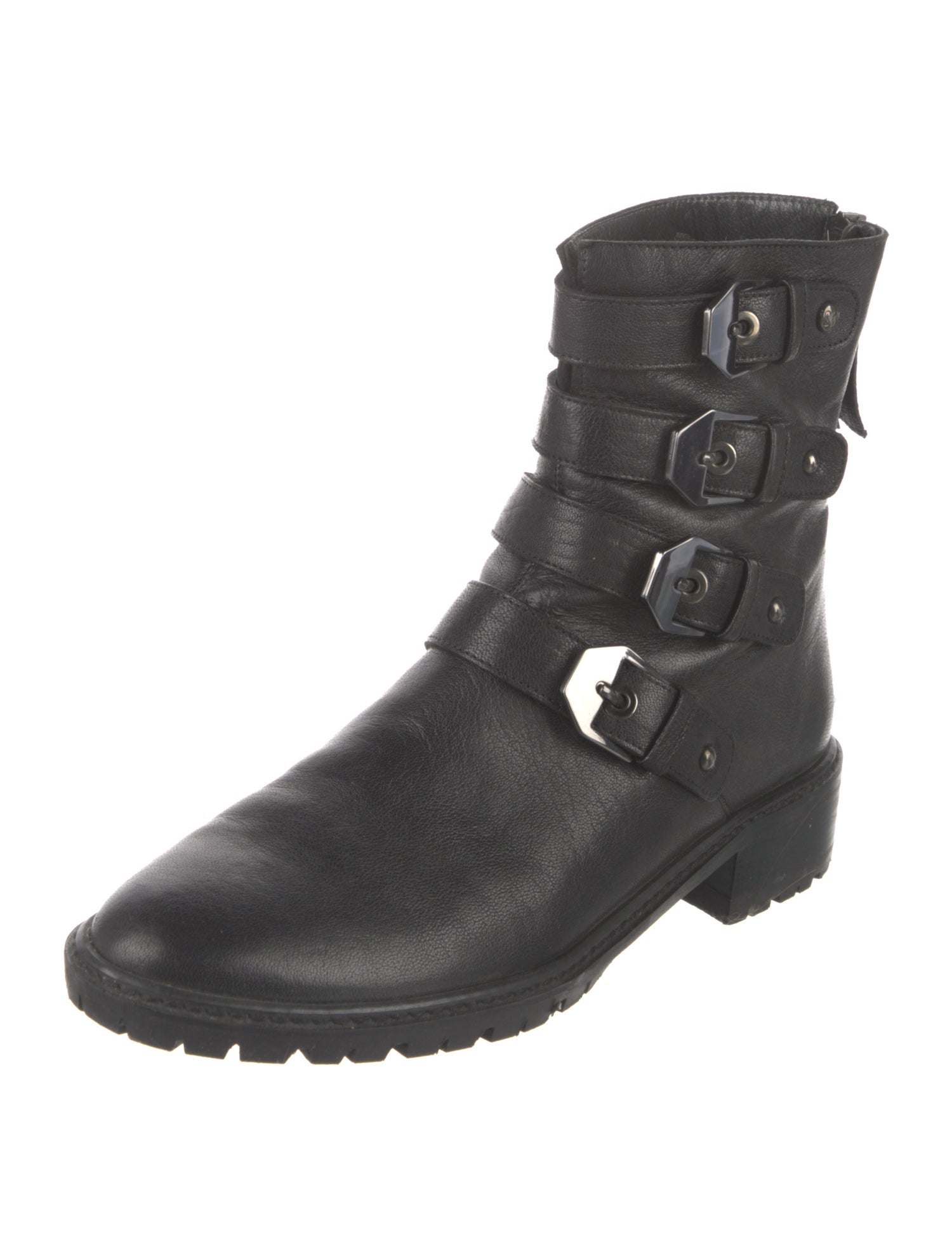 Stuart Weitzman Leather Moto Boots