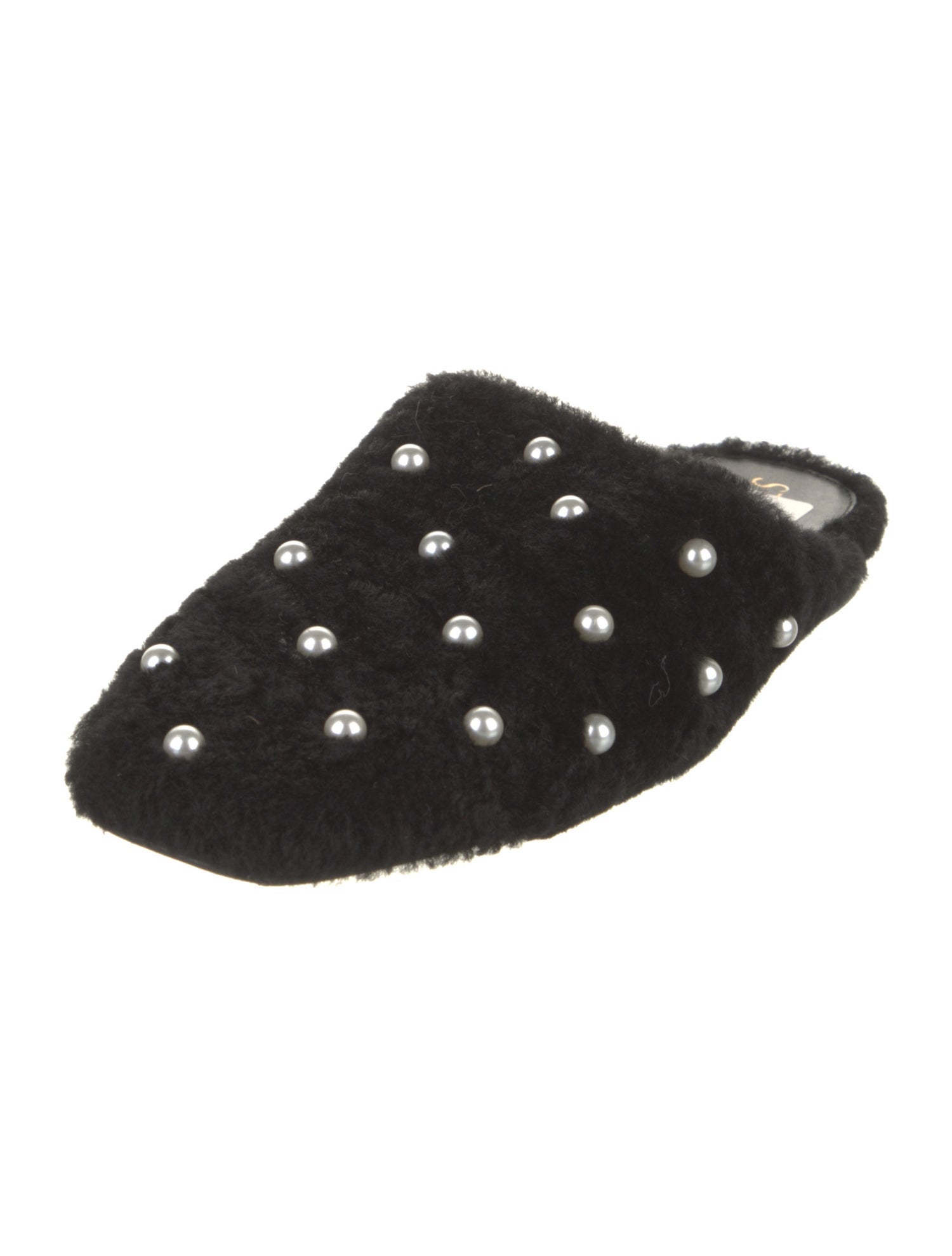 Stuart Weitzman Shearling Studded Accents Mules