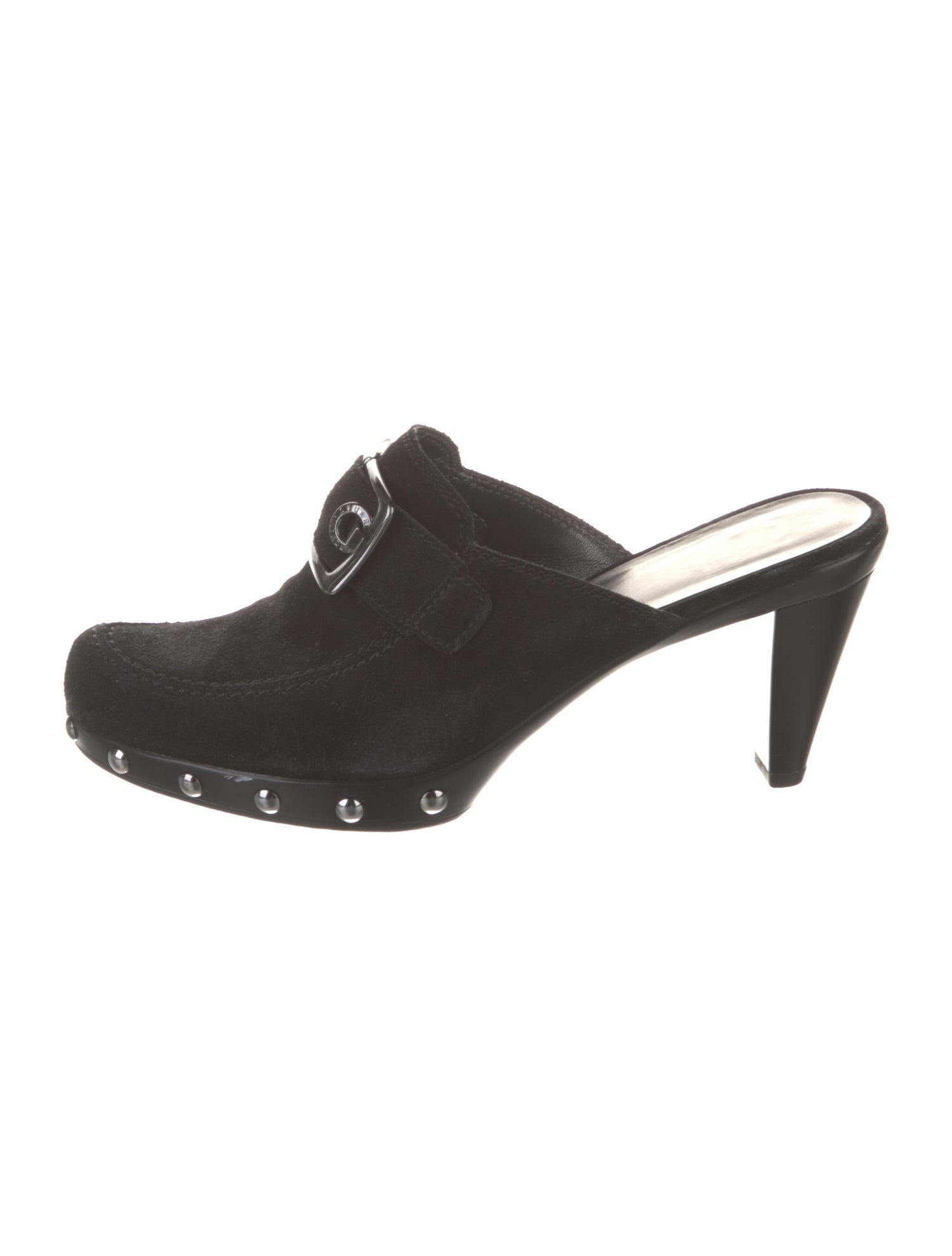 Stuart Weitzman Suede Studded Accents Mules