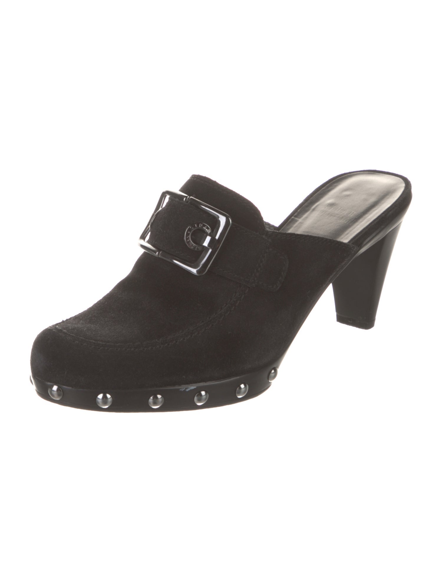 Stuart Weitzman Suede Studded Accents Mules