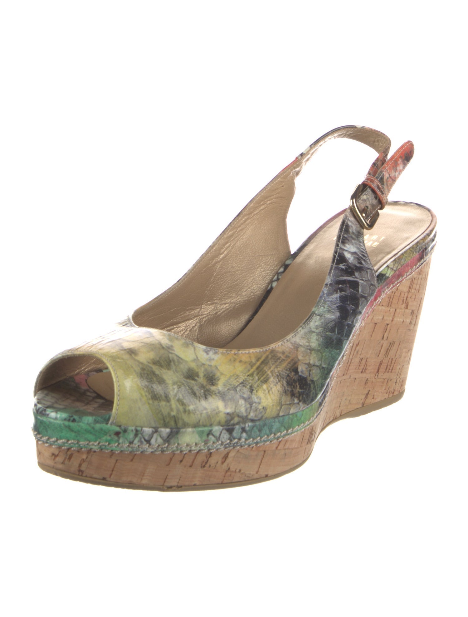 Stuart Weitzman Leather Animal Print Slingback Pumps