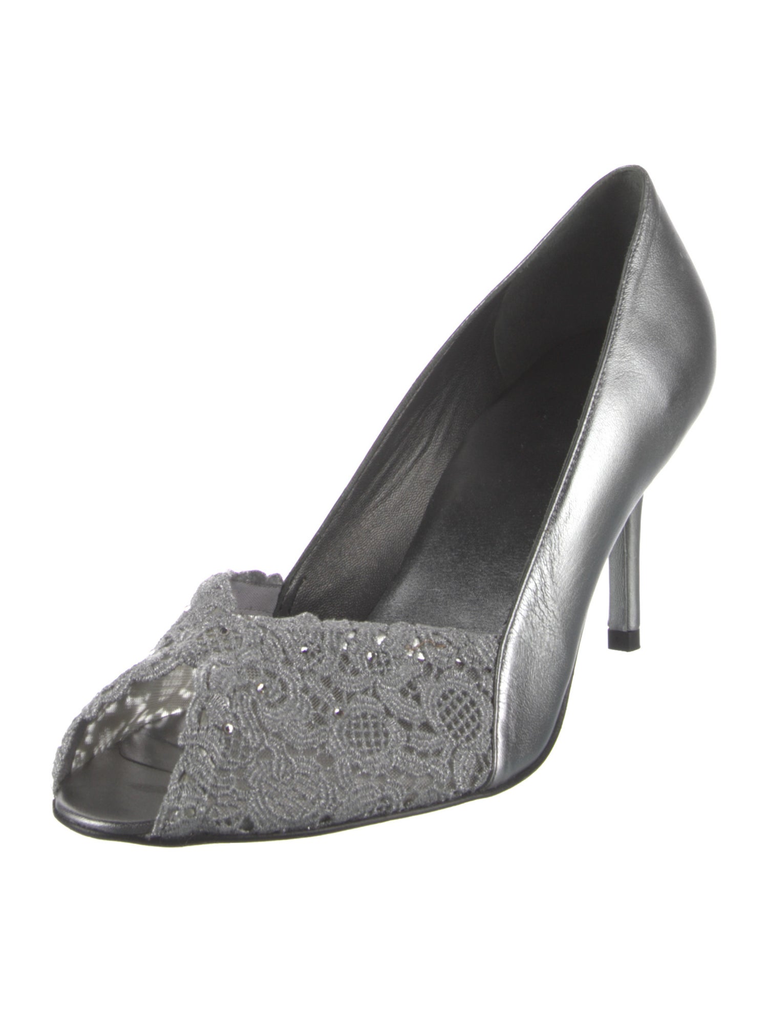 Stuart Weitzman Leather Crystal Embellishments Pumps
