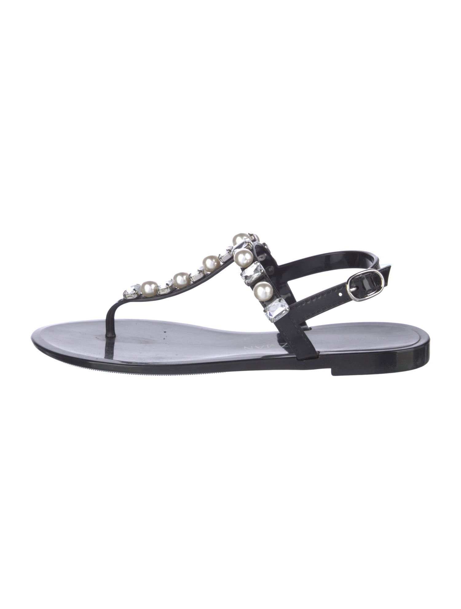 Stuart Weitzman Rubber Beaded Accents T-Strap Sandals