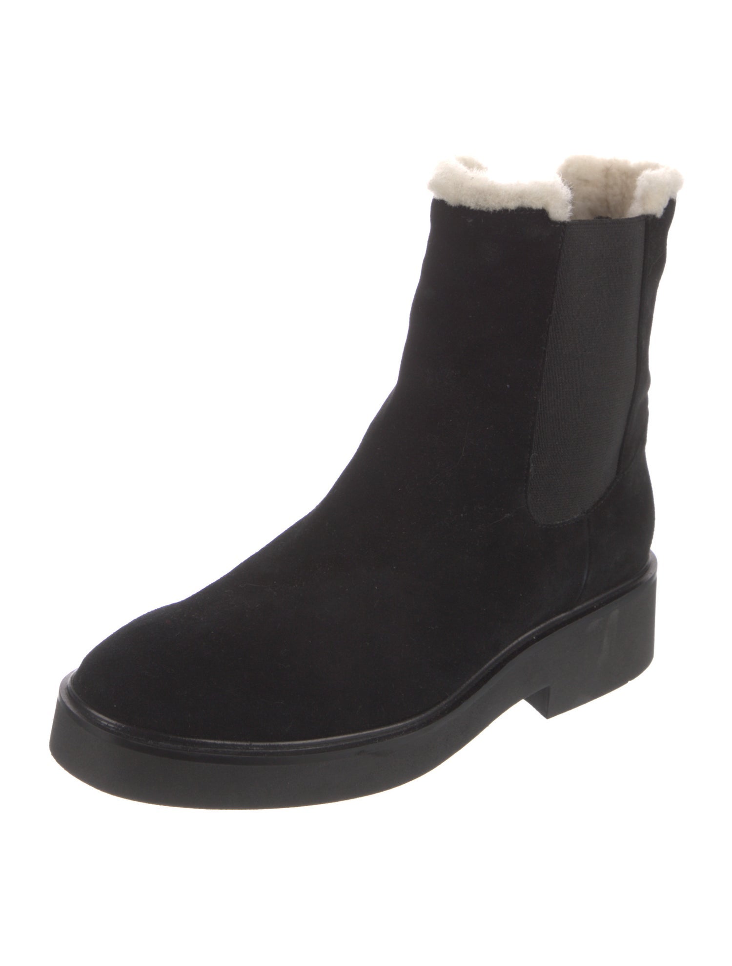 Stuart Weitzman Suede Fur Trim Chelsea Boots