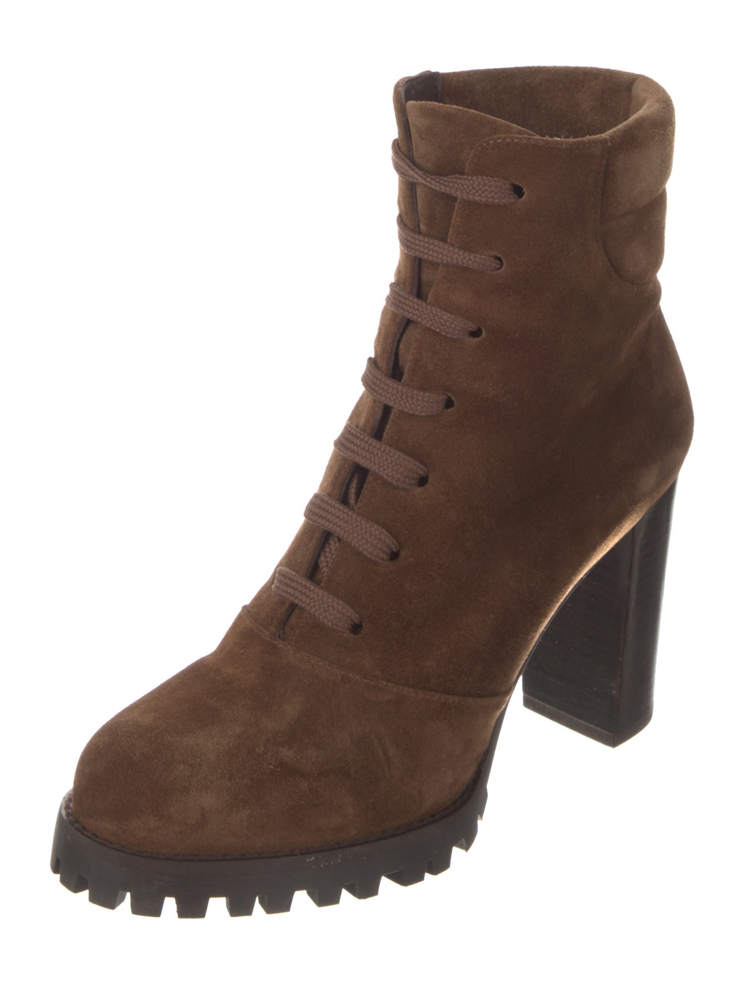 Stuart Weitzman Suede Leather Trim Embellishment Combat Boots