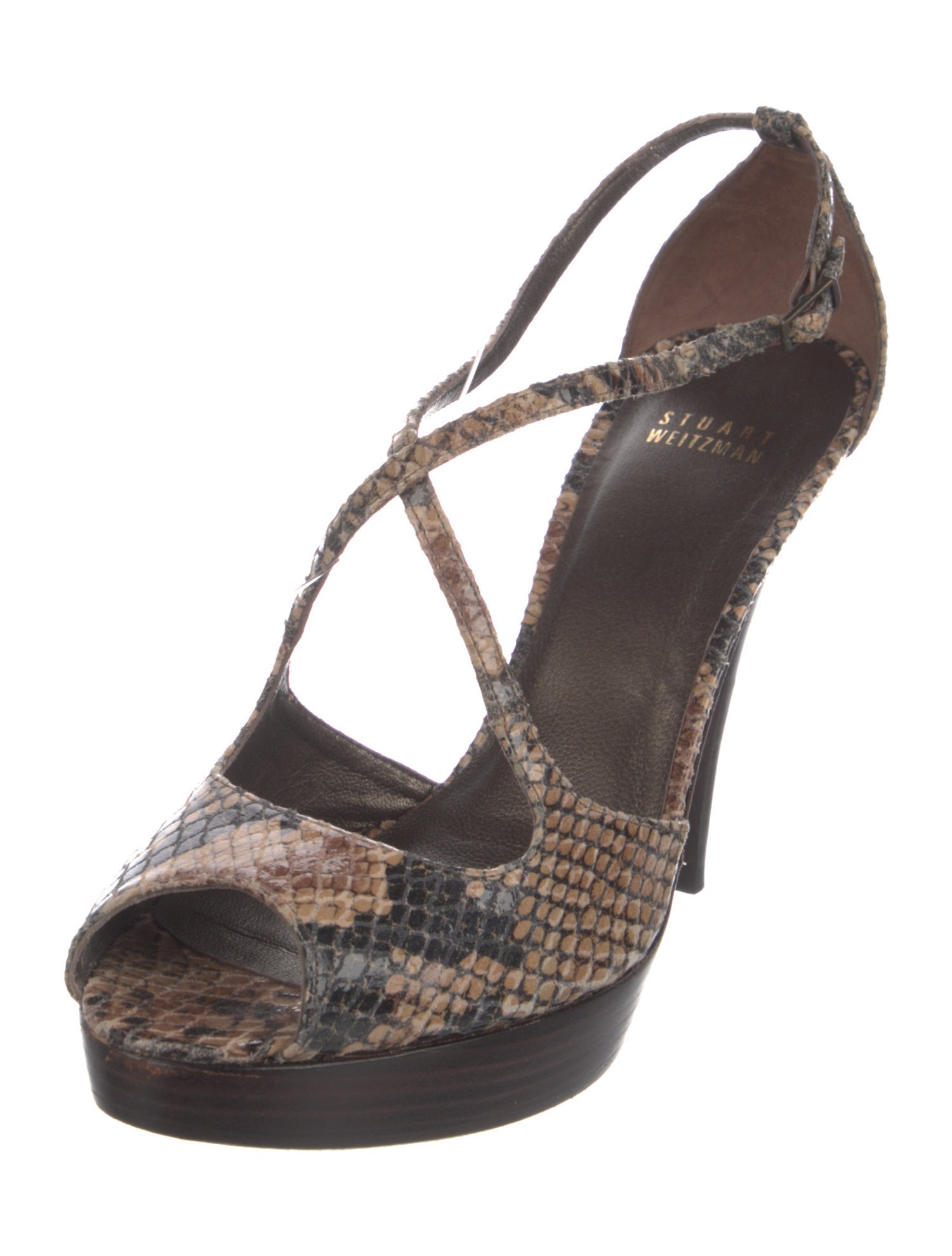Stuart Weitzman Leather Animal Print T-Strap Pumps