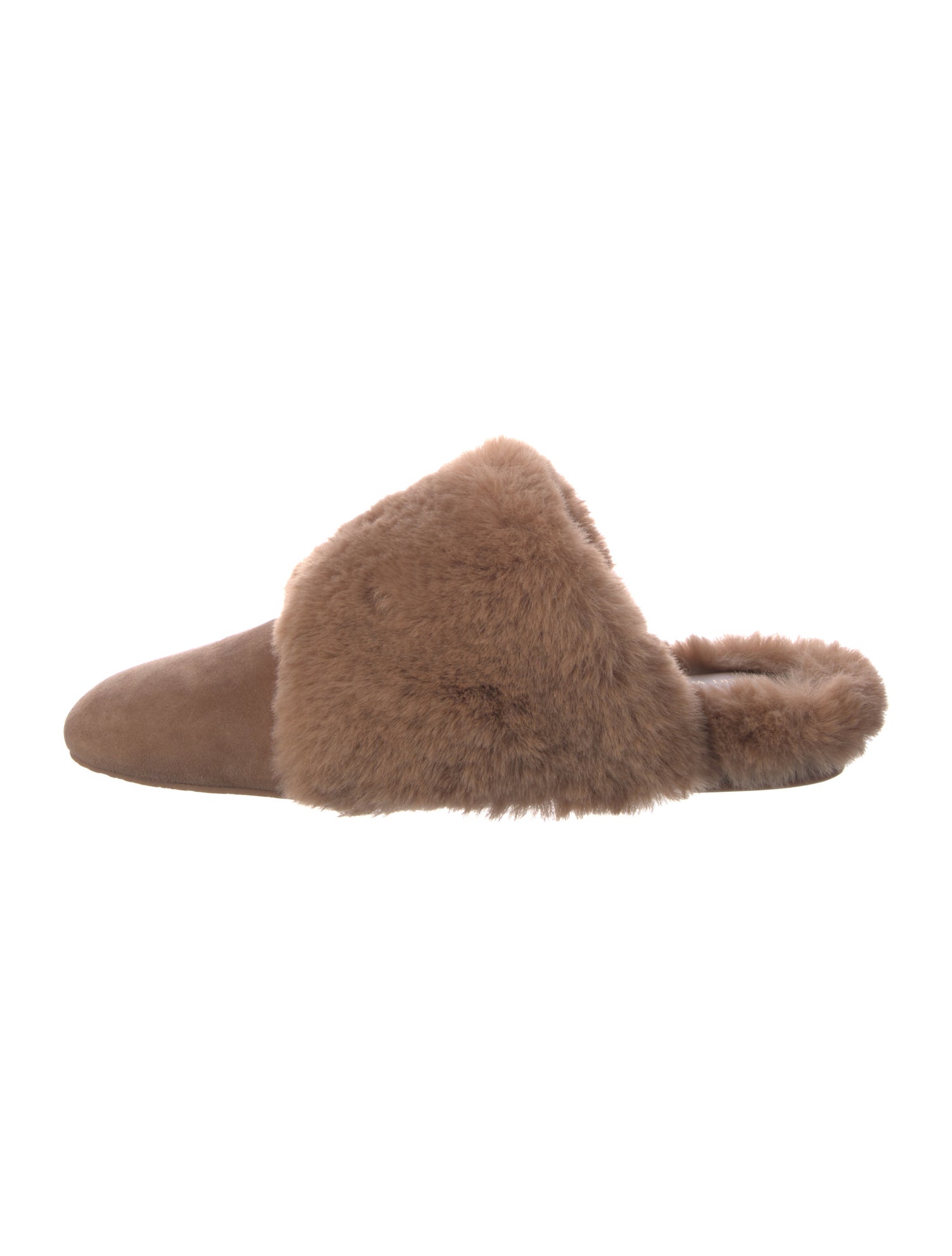 Stuart Weitzman Suede Faux Fur Trim Mules