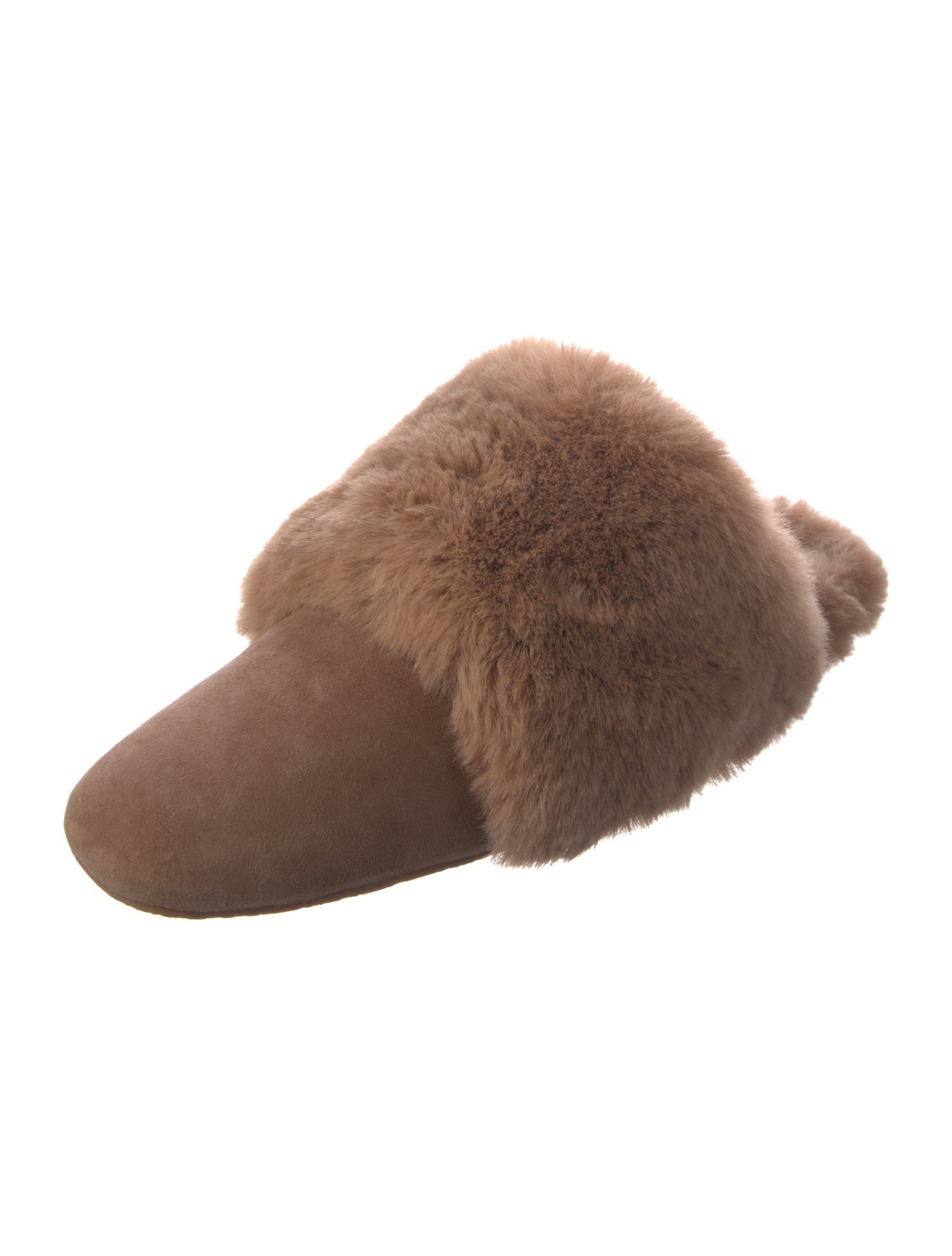 Stuart Weitzman Suede Faux Fur Trim Mules