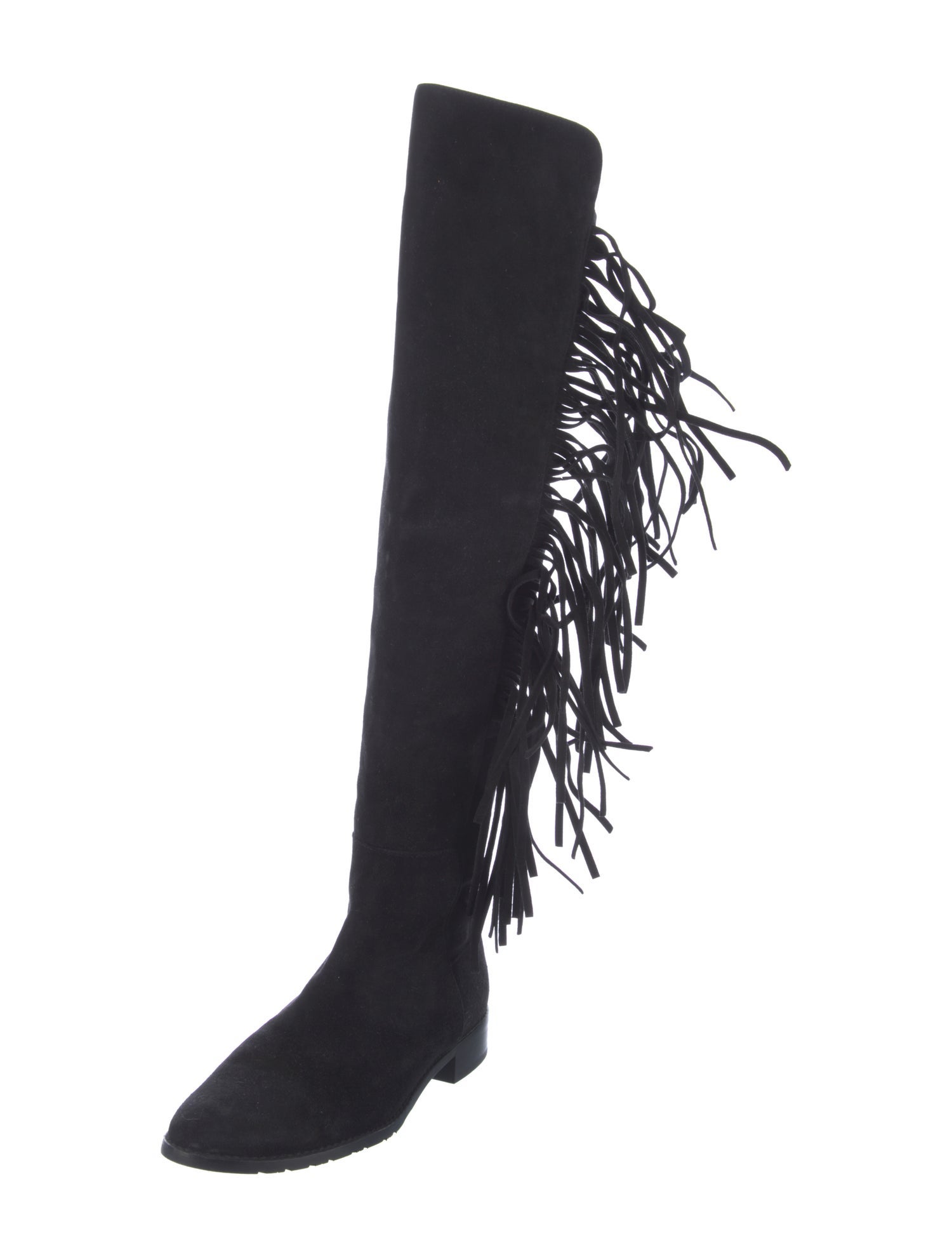 Stuart Weitzman Suede Fringe Trim Accent Boots