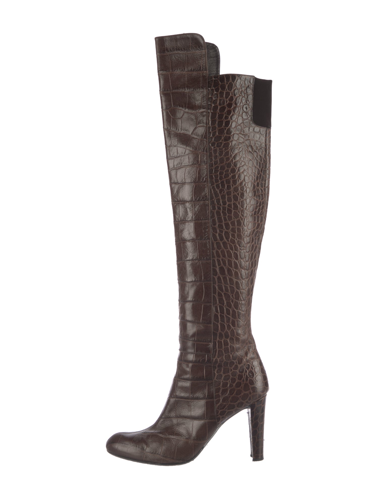 Stuart Weitzman Embossed Leather Animal Print Boots