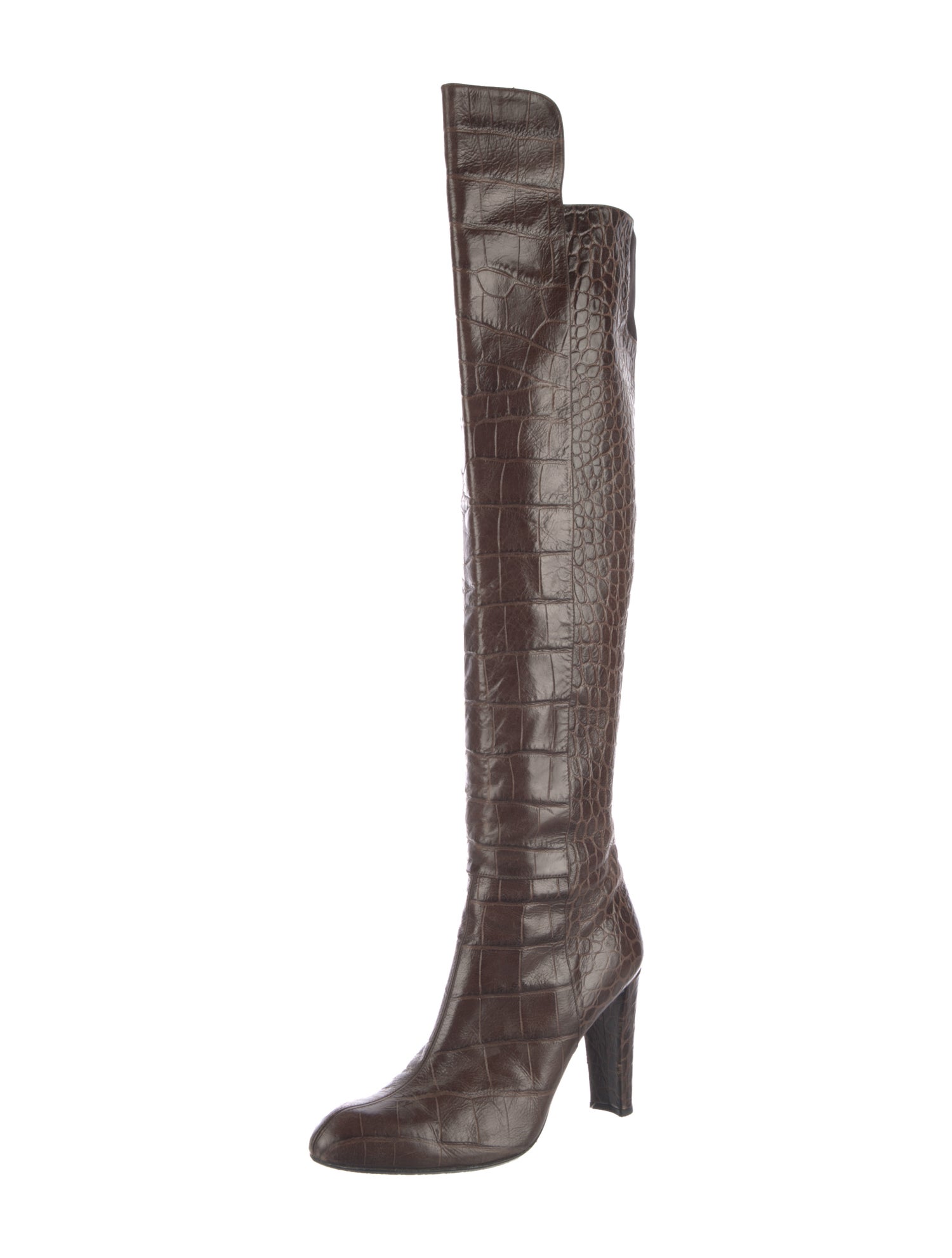 Stuart Weitzman Embossed Leather Animal Print Boots