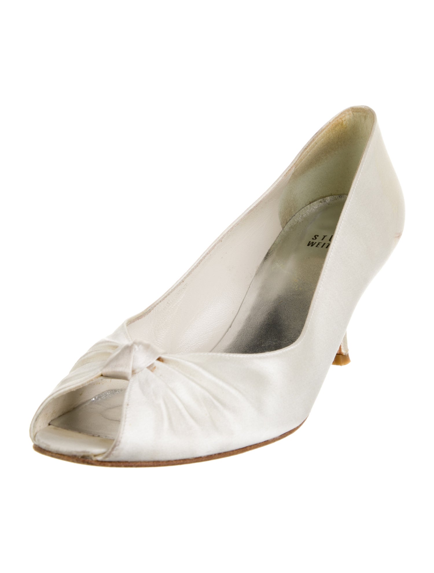 Stuart Weitzman Satin Pleated Accents Pumps