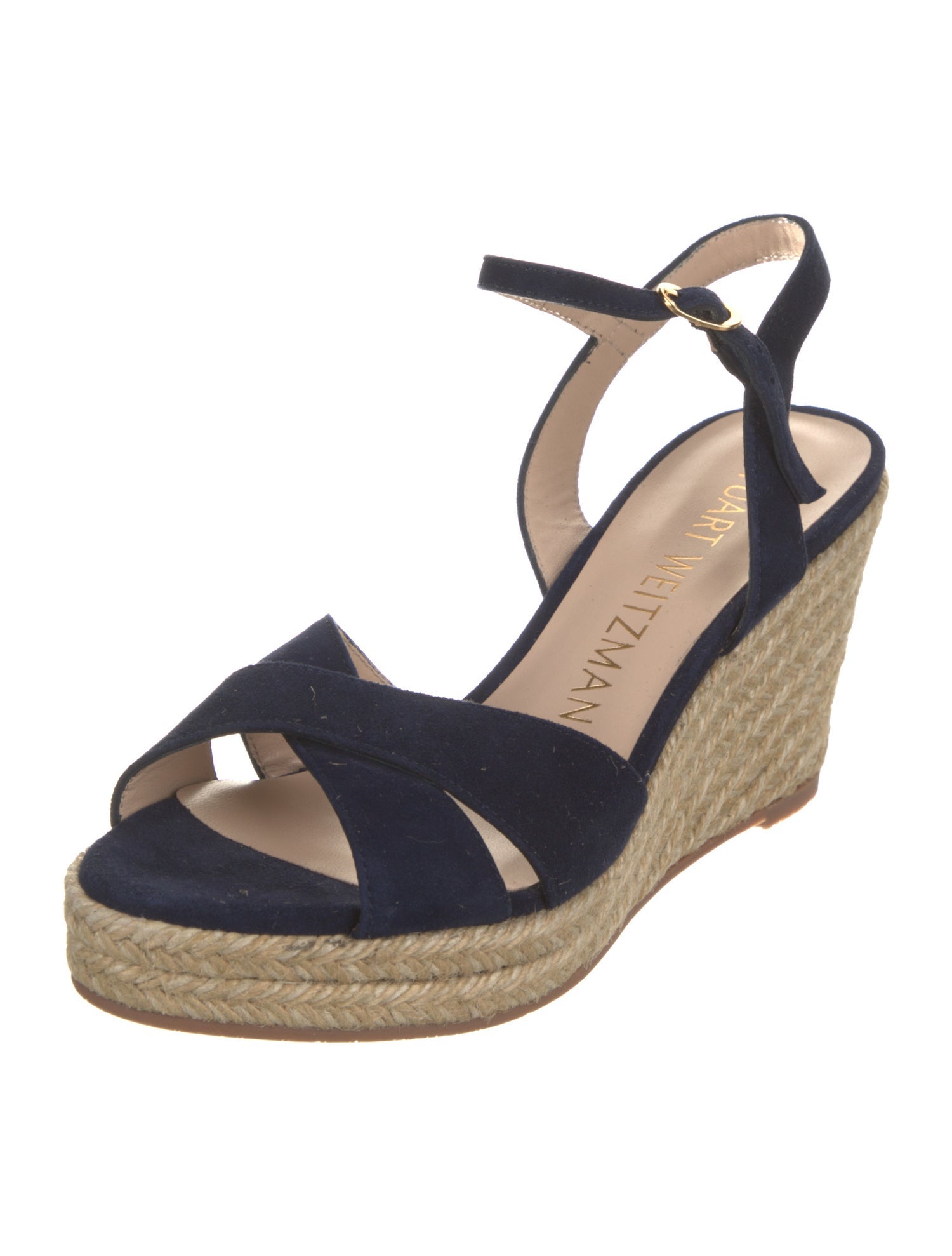 Stuart Weitzman Suede Braided Accents Espadrilles