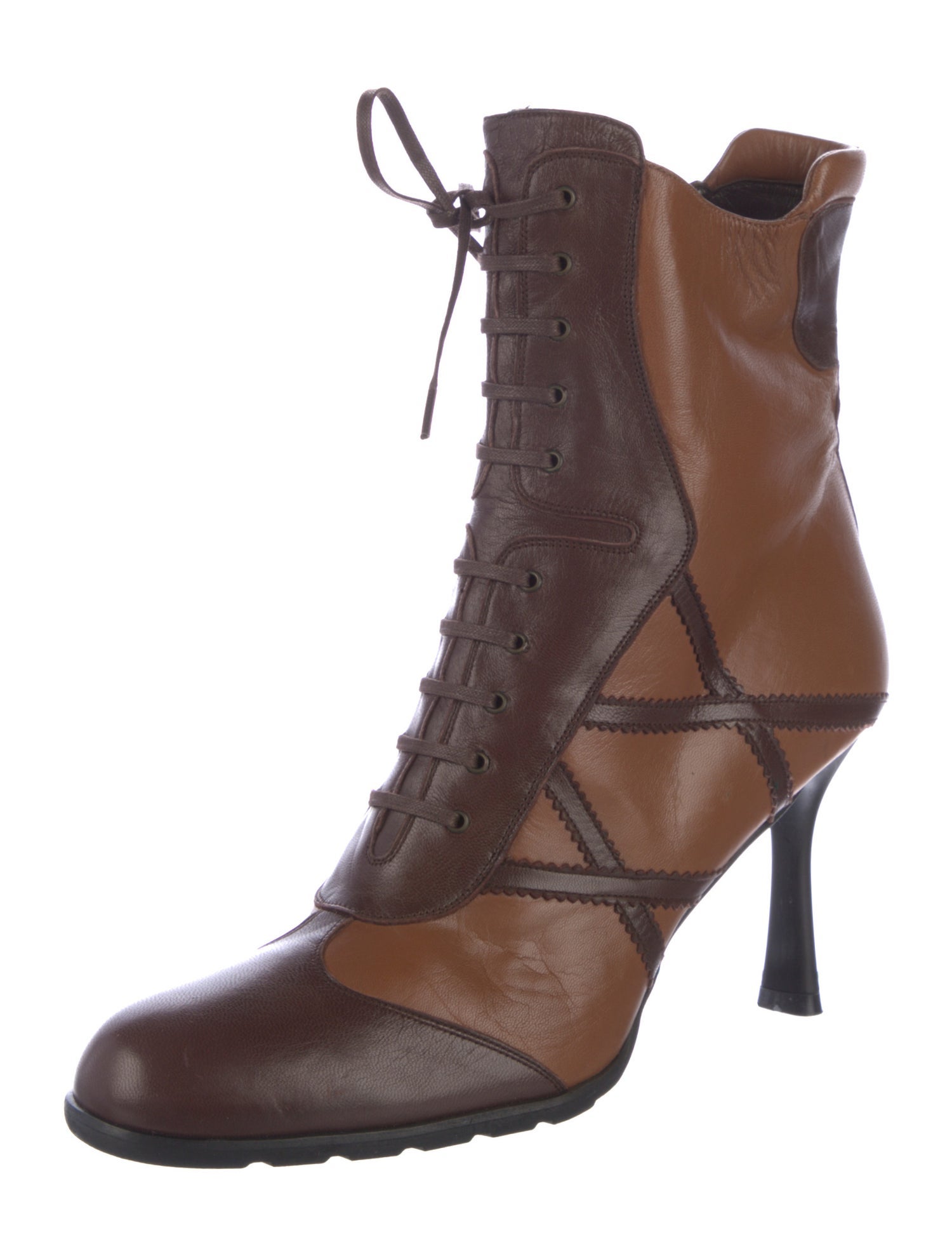 Stuart Weitzman Leather Printed Lace-Up Boots
