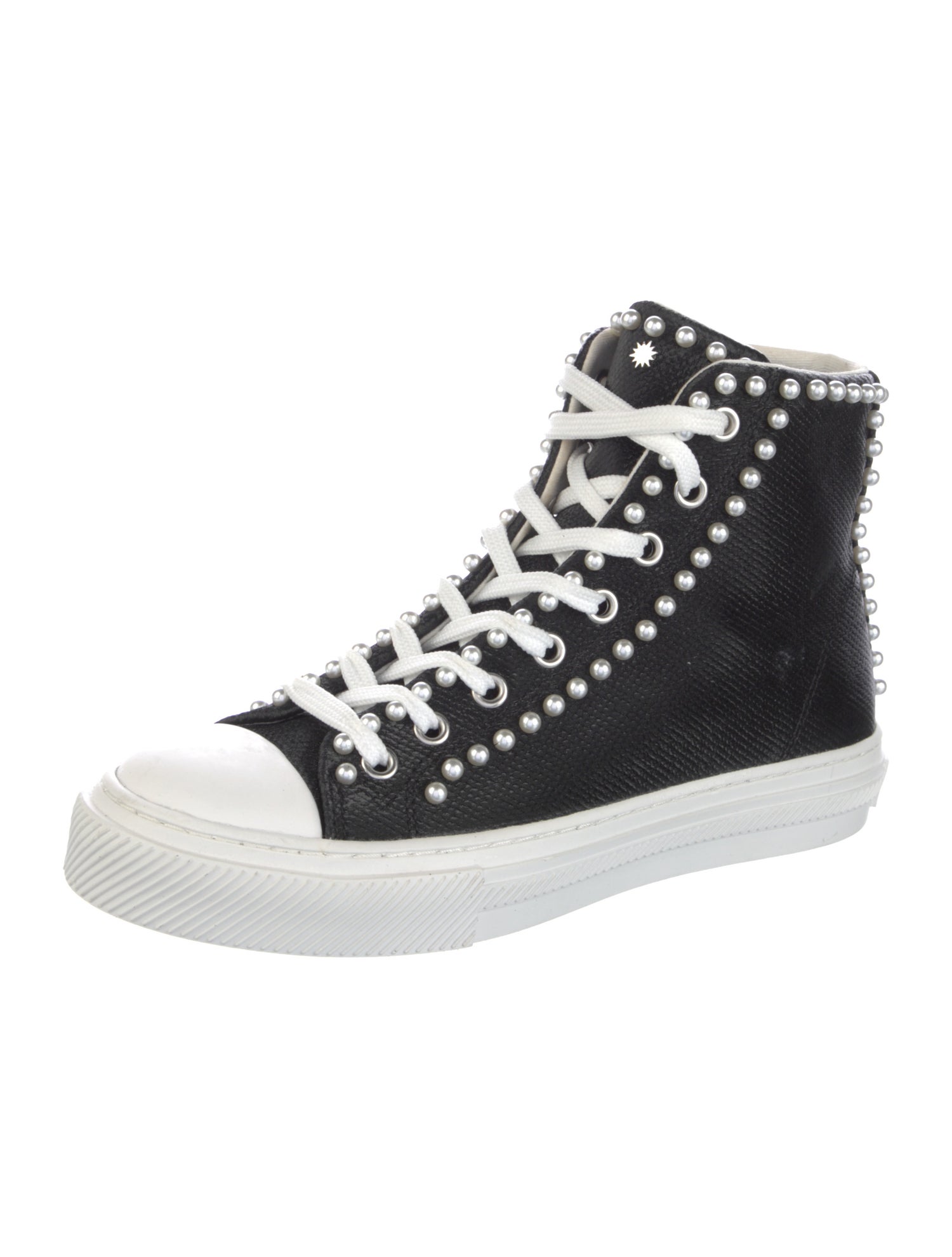 Stuart Weitzman Leather Studded Accents Sneakers