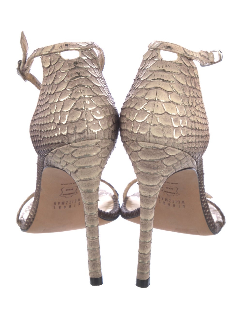 Stuart Weitzman Python Sandals Grey Animal Print … - image 4