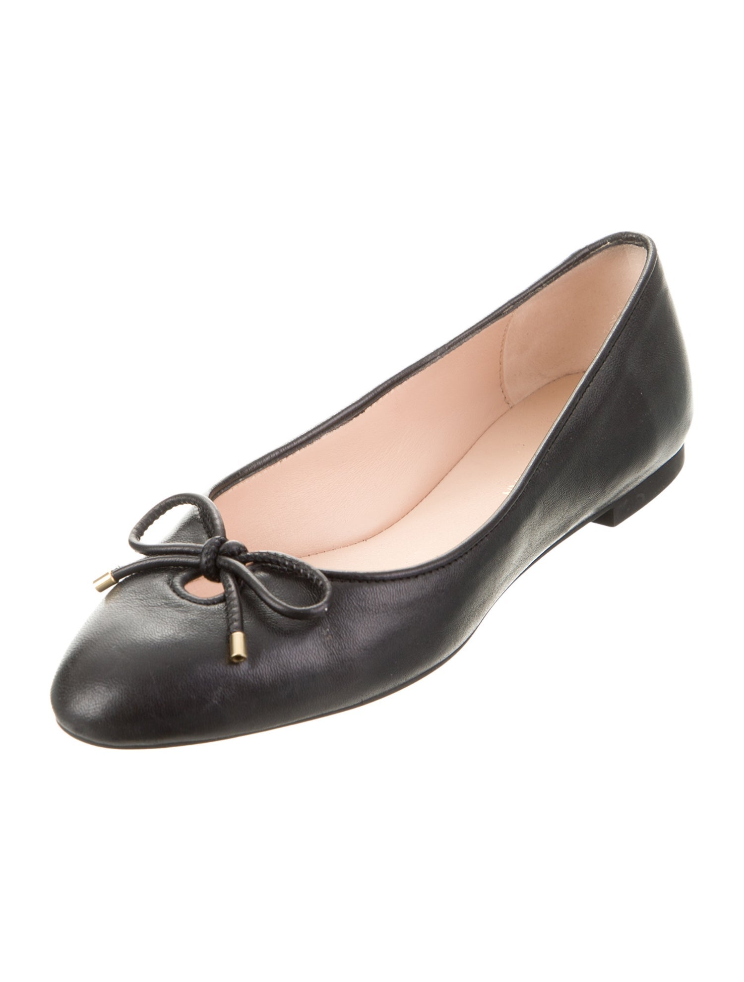 Stuart Weitzman Leather Bow Accents Ballet Flats