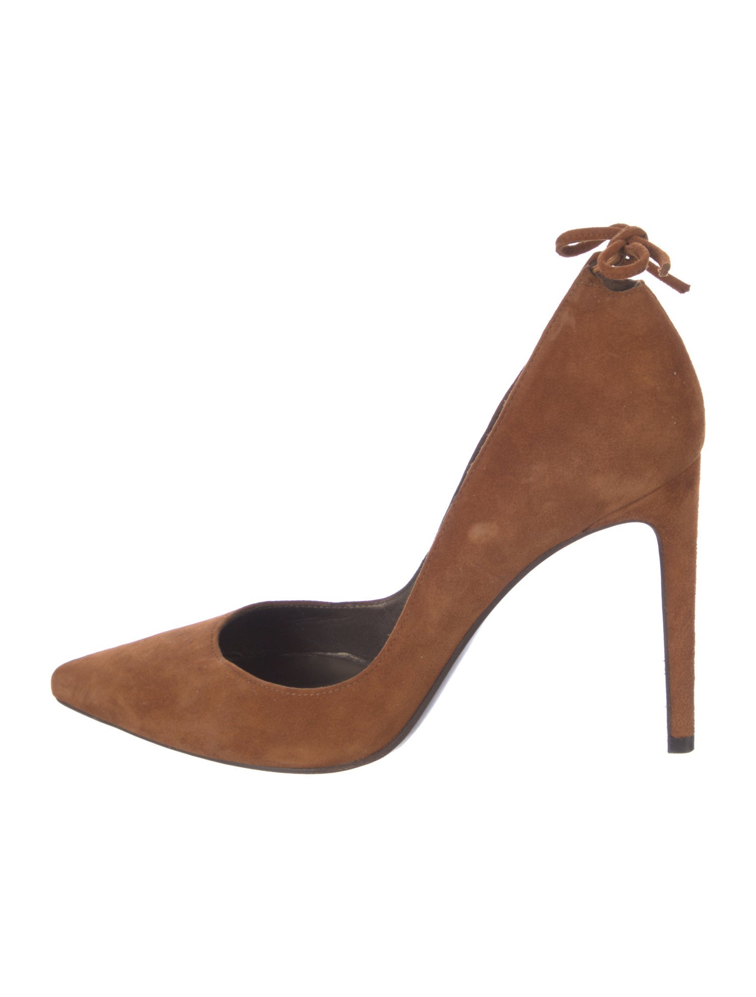 Stuart Weitzman Suede Leather Trim Embellishment D'Orsay Pumps