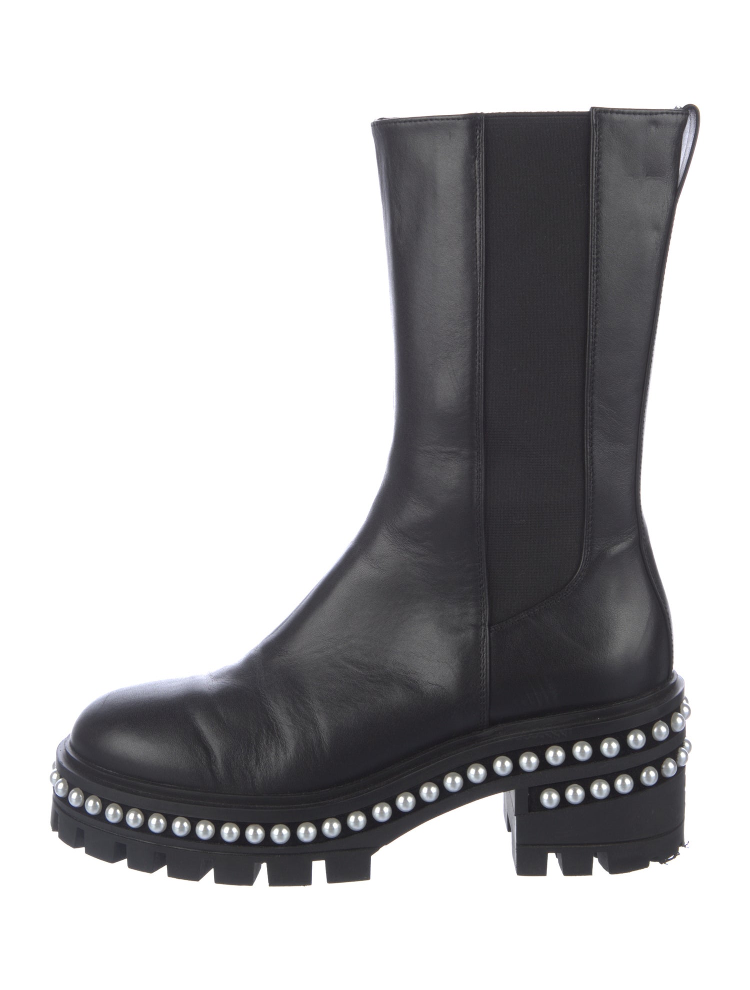 Stuart Weitzman Leather Studded Accents Chelsea Boots