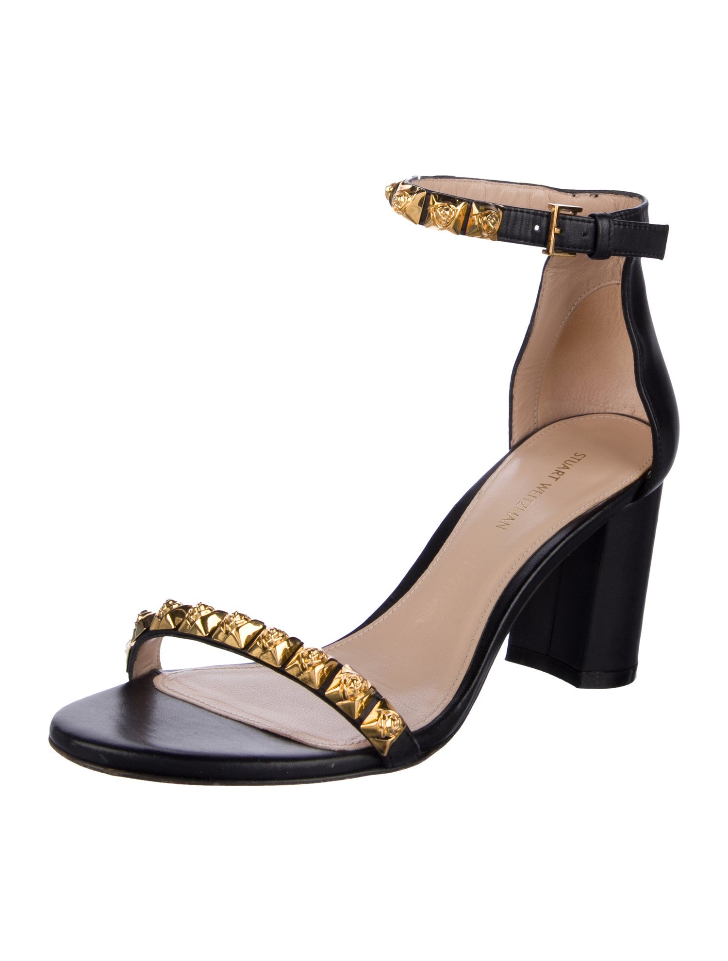 Stuart Weitzman Leather Studded Accents Sandals