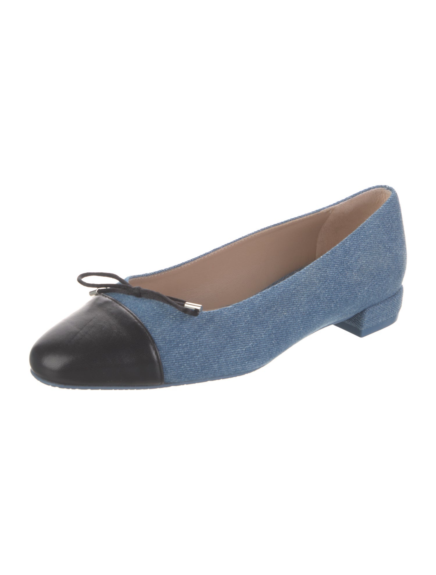Stuart Weitzman Denim Bow Accents Ballet Flats