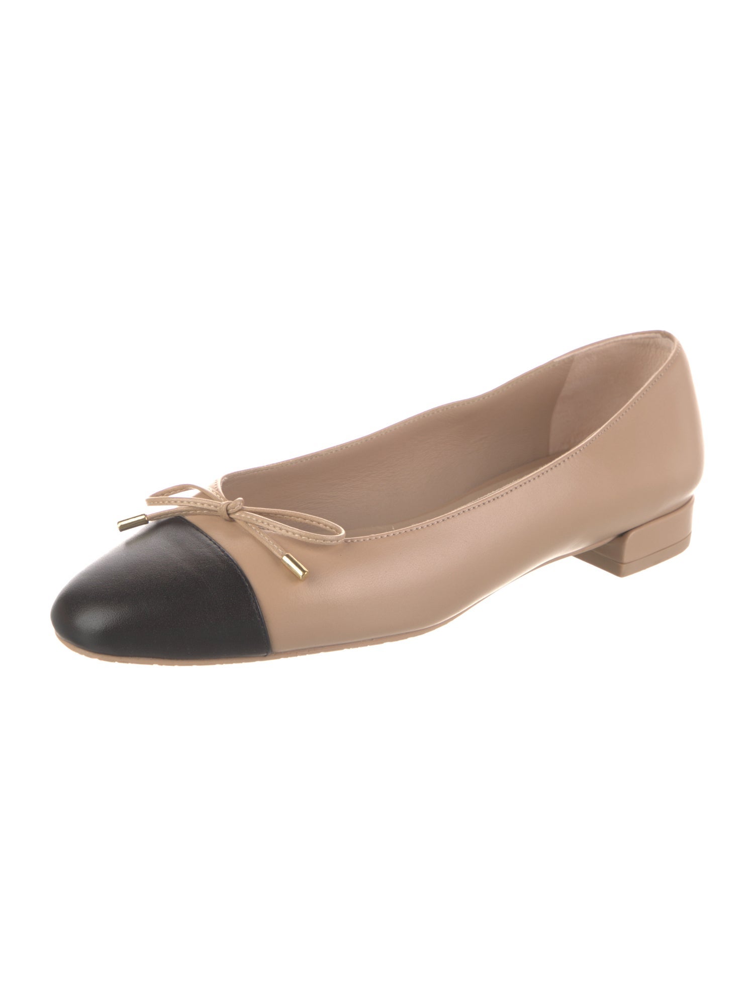 Stuart Weitzman Leather Beaded Accents Ballet Flats