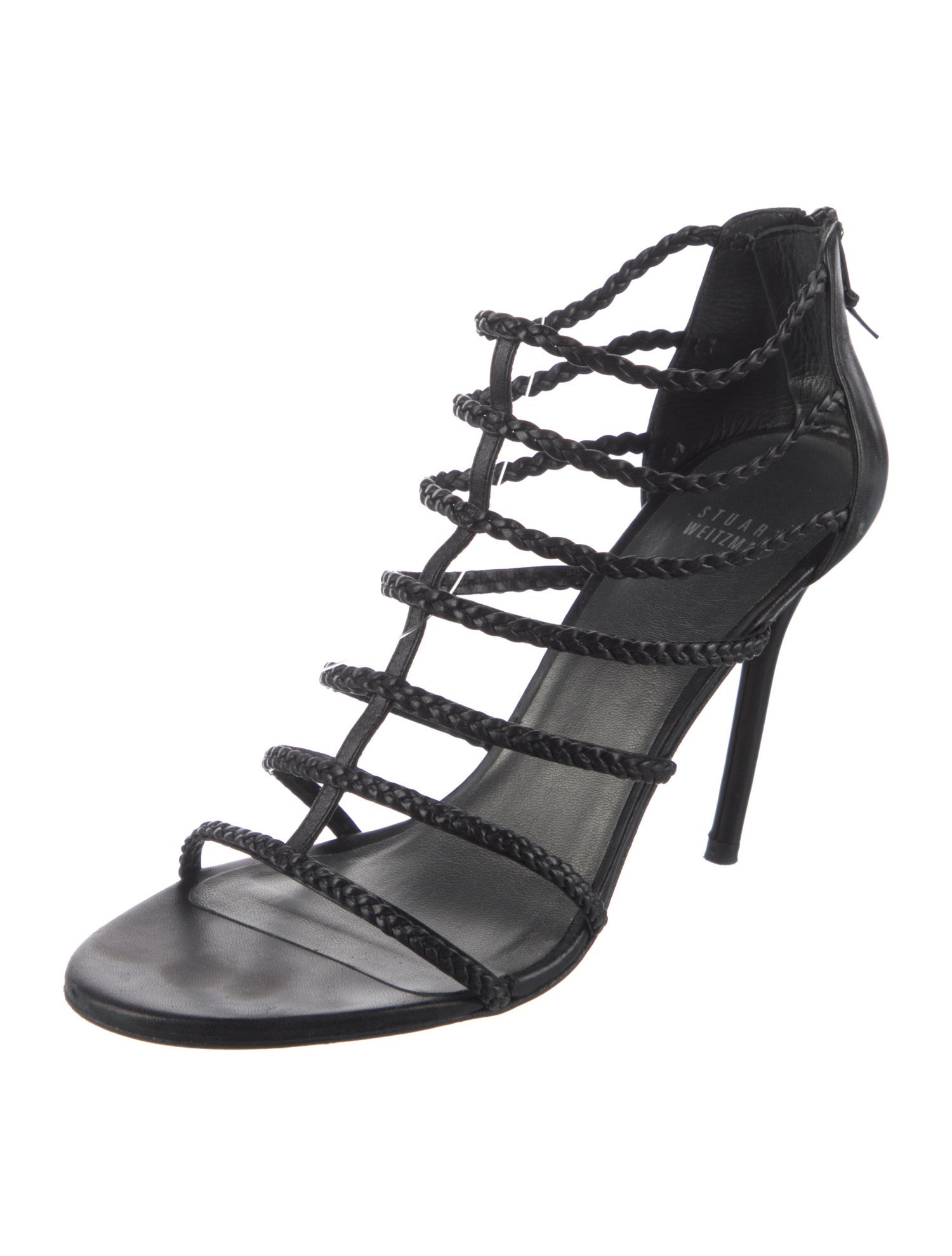 Stuart Weitzman Leather Braided Accents Gladiator Sandals
