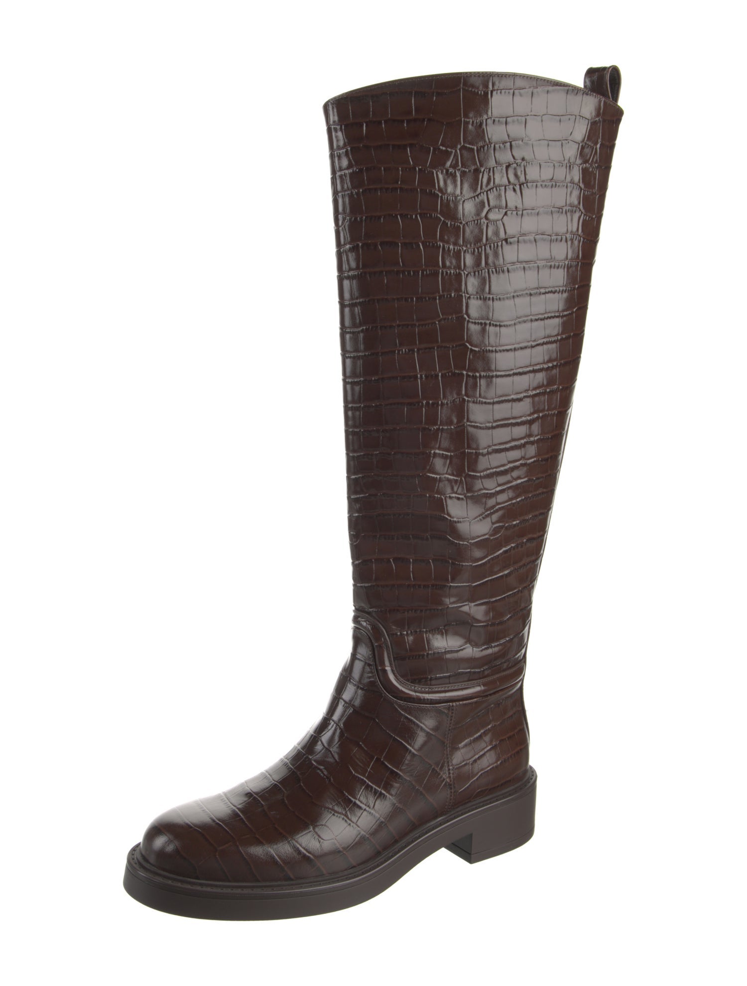 Stuart Weitzman Embossed Leather Riding Boots