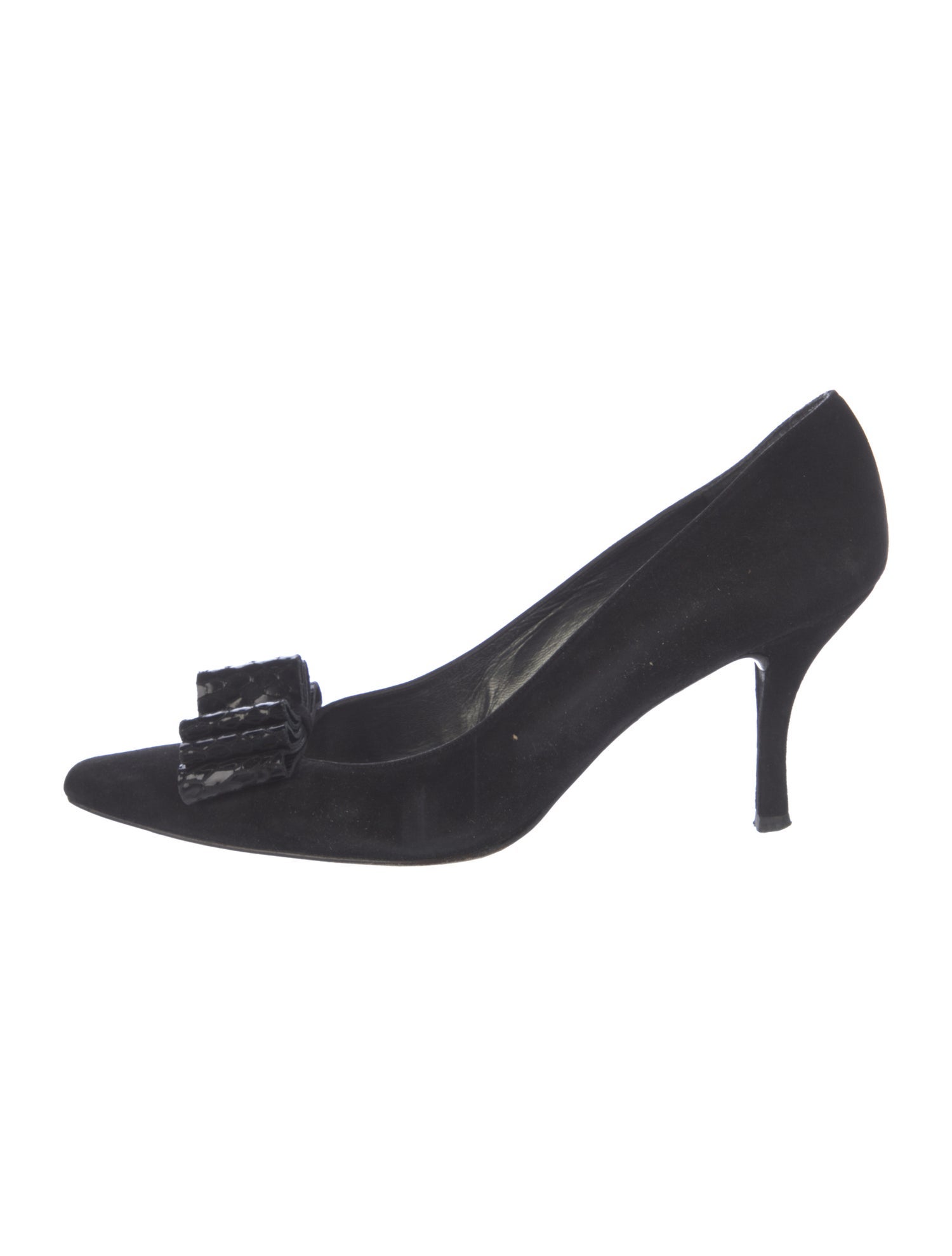 Stuart Weitzman Suede Bow Accents Pumps
