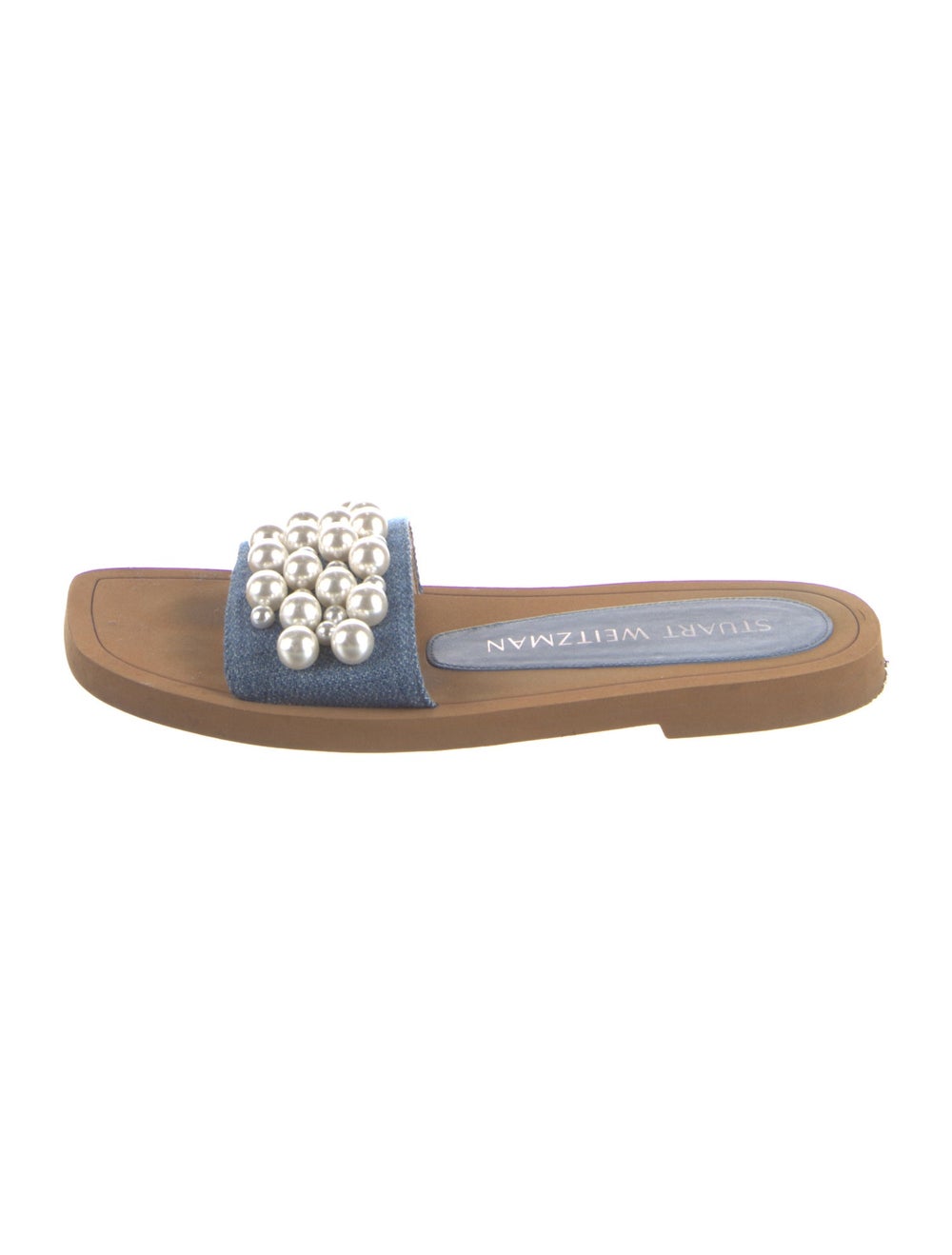 Stuart Weitzman Denim Colorblock Pattern Slides - image 1