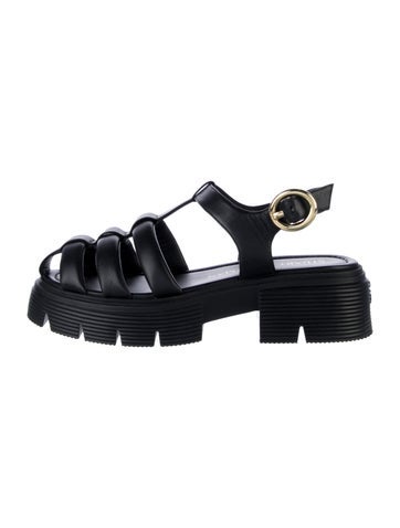 Pre-owned Stuart Weitzman Leather Gladiator Sandals In Black