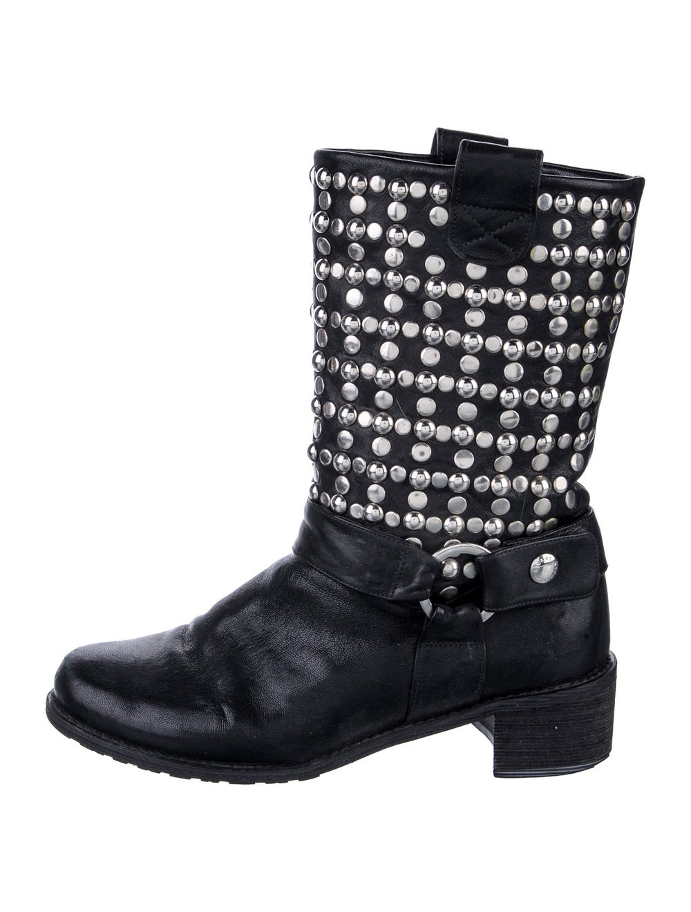 Stuart Weitzman Leather Patterned Moto Boots - image 1