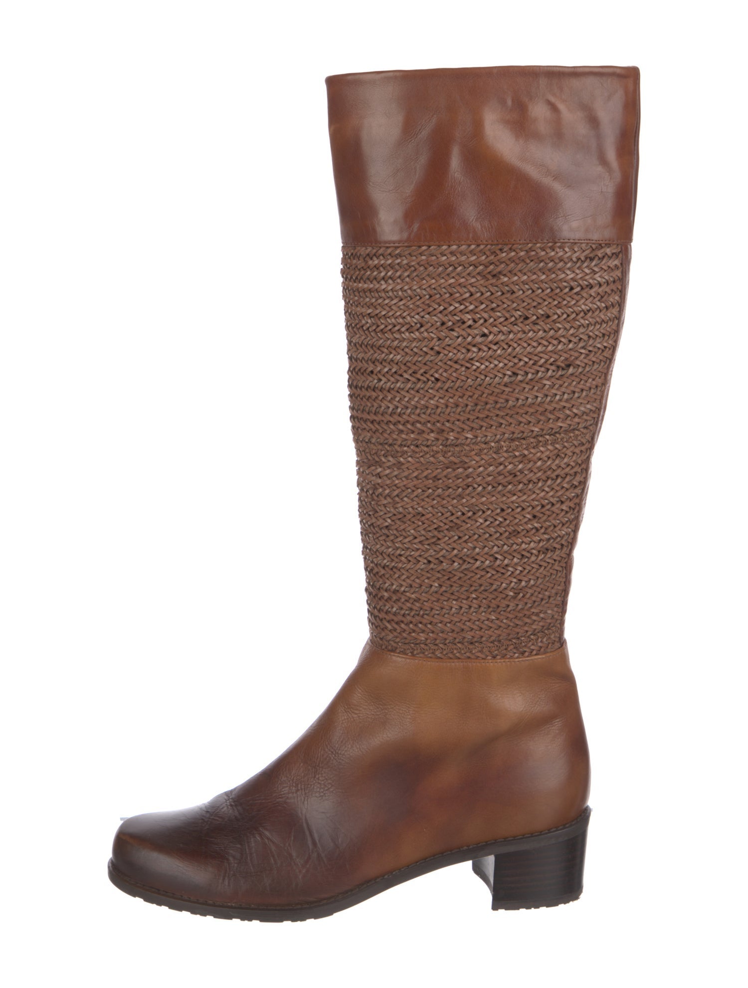 Stuart Weitzman Leather Patterned Riding Boots
