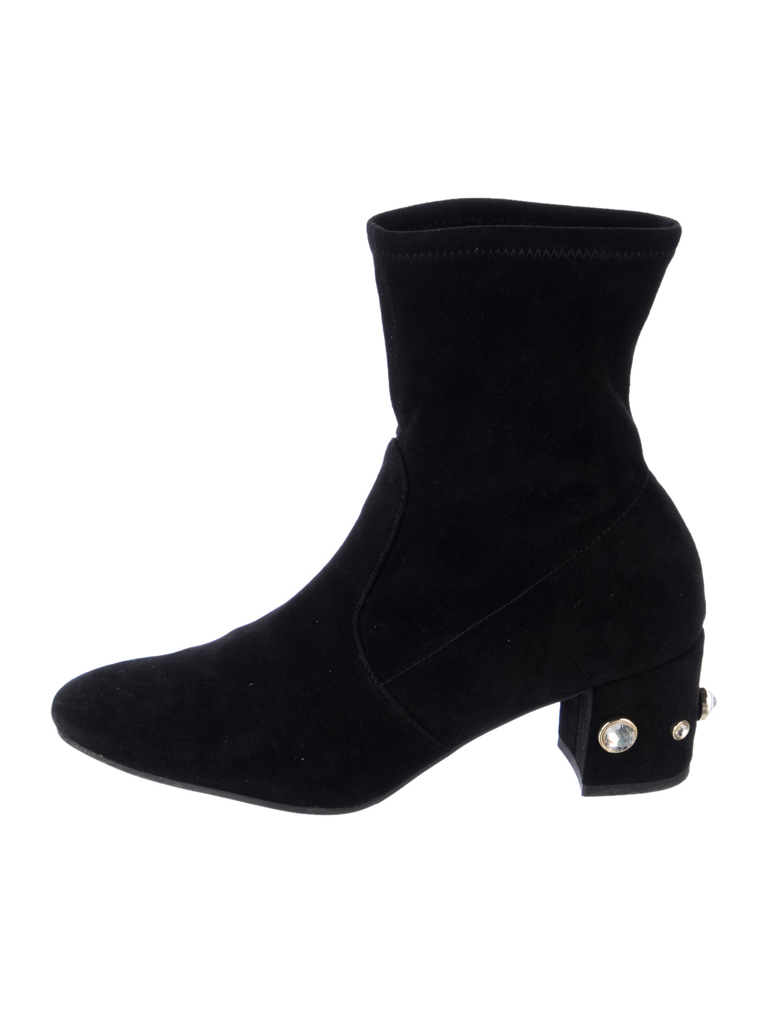 Stuart Weitzman Suede Studded Accents Sock Boots