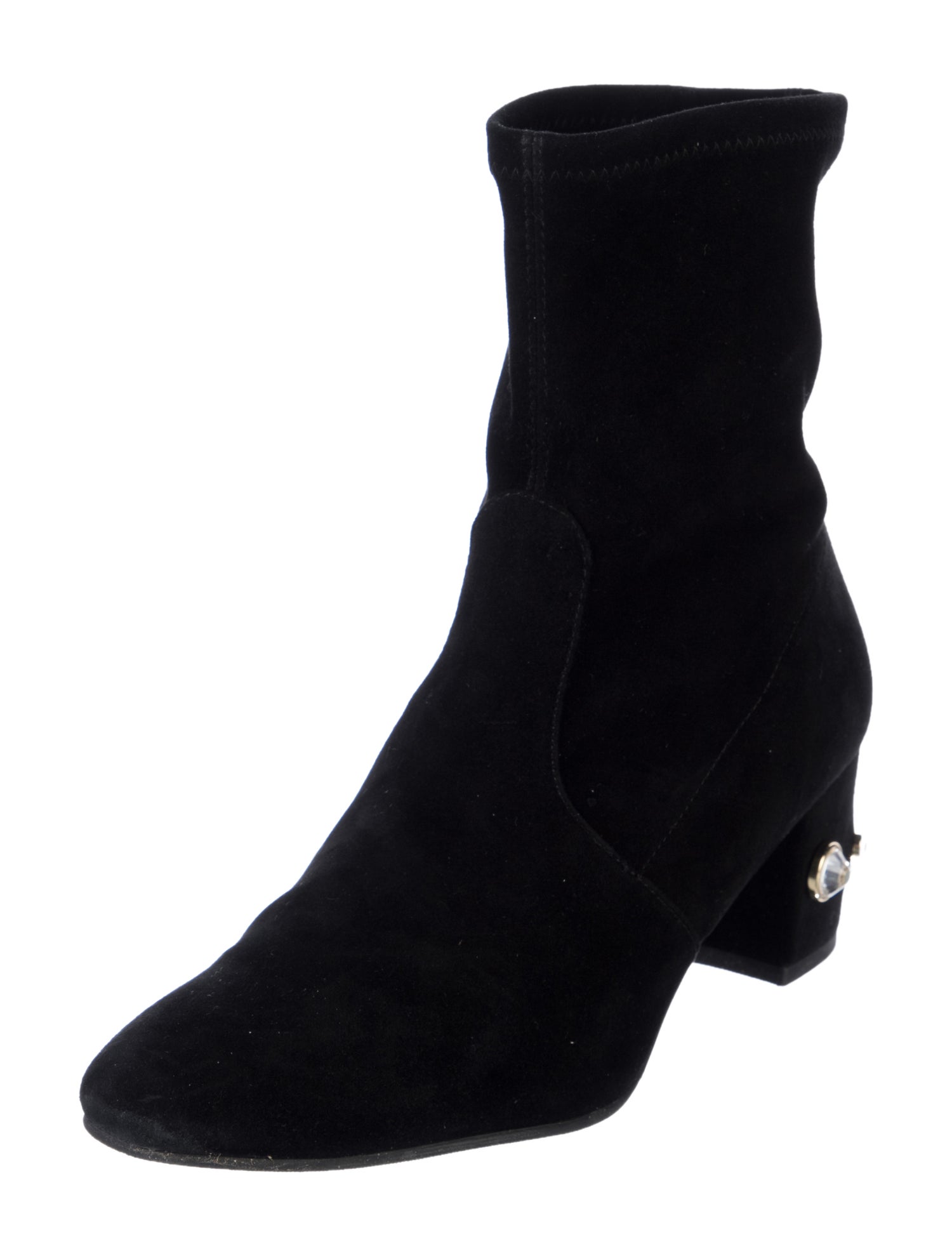 Stuart Weitzman Suede Studded Accents Sock Boots
