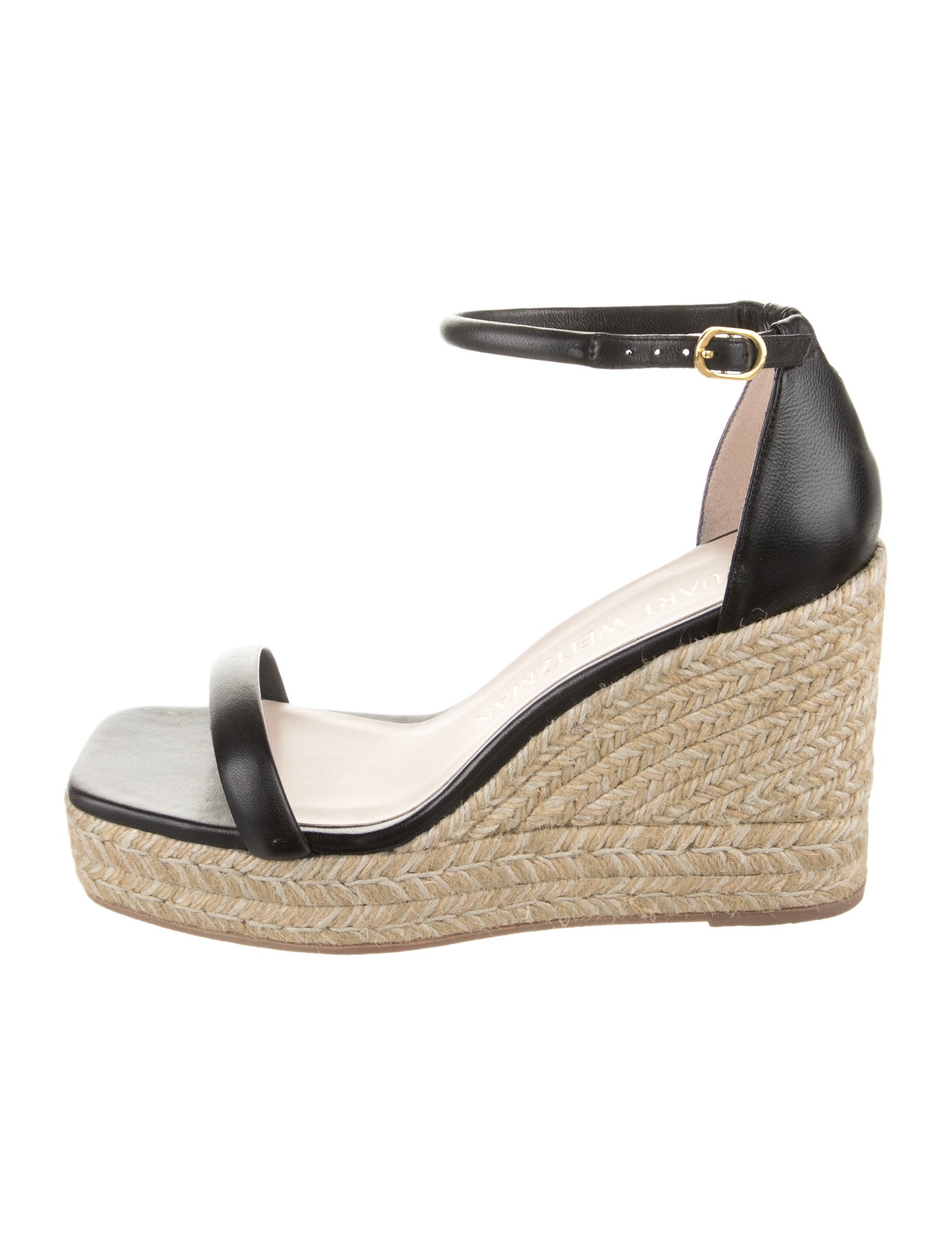 Stuart Weitzman Leather Braided Accents Espadrilles