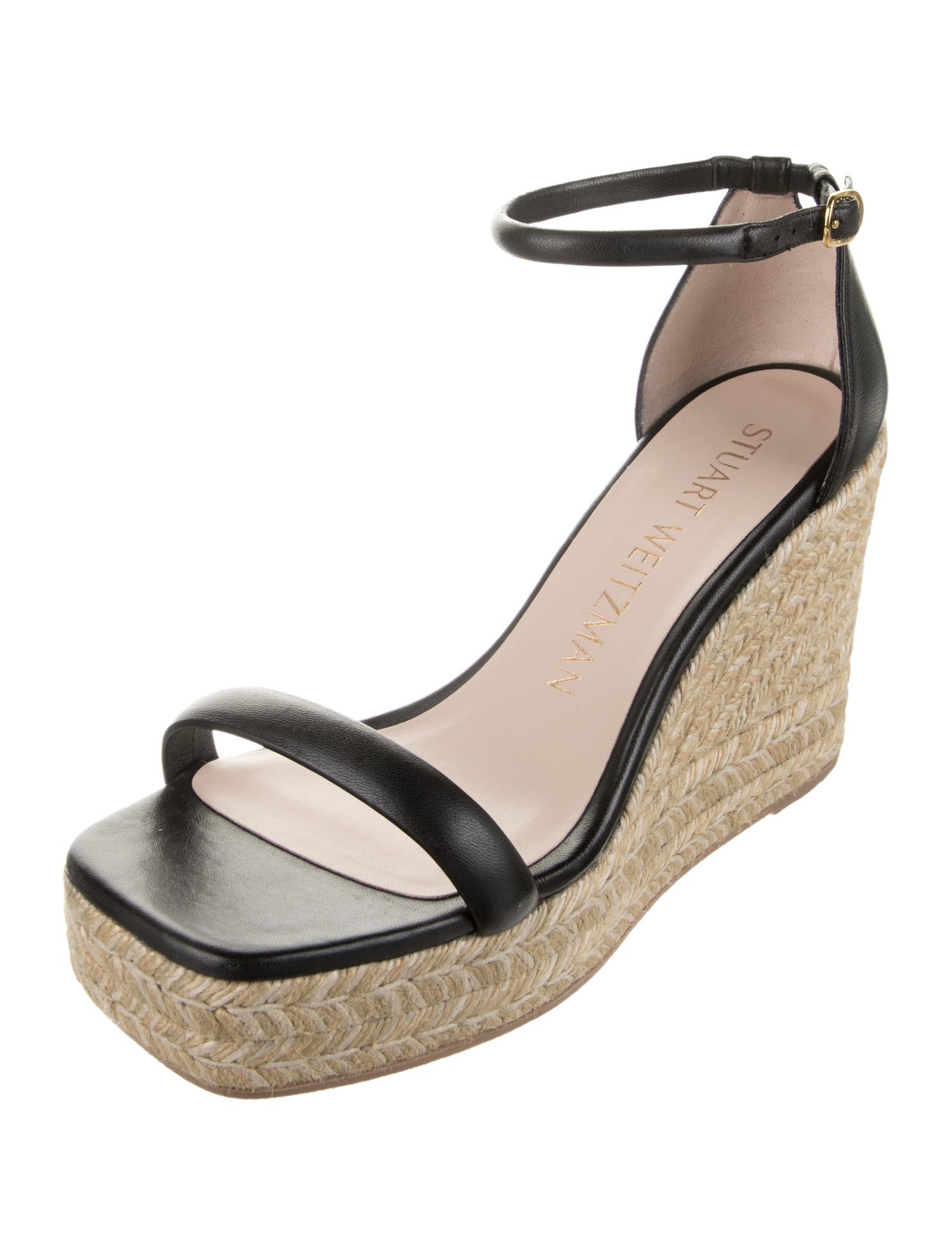 Stuart Weitzman Leather Braided Accents Espadrilles
