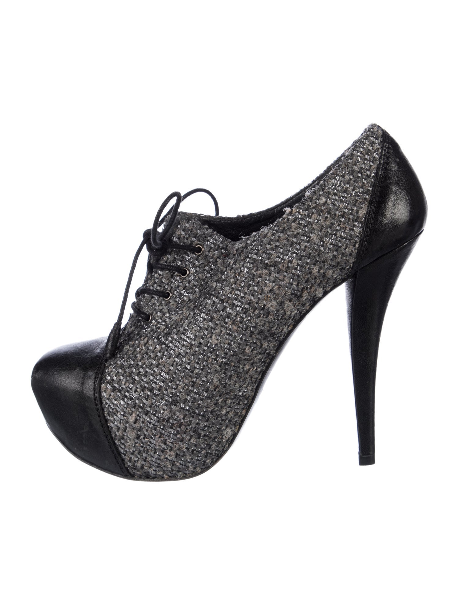 Stuart Weitzman Tweed Tweed Pattern Lace-Up Boots