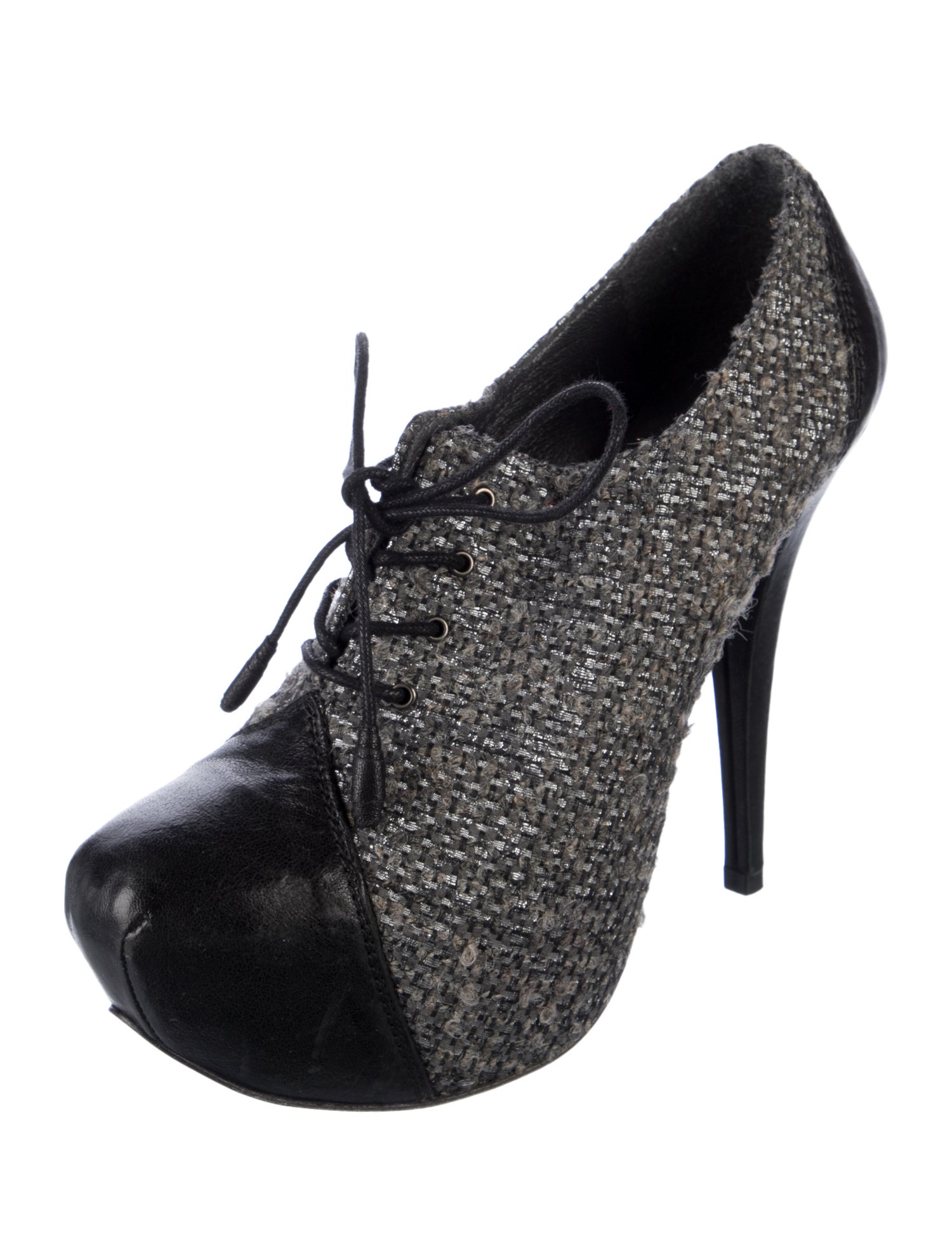 Stuart Weitzman Tweed Tweed Pattern Lace-Up Boots