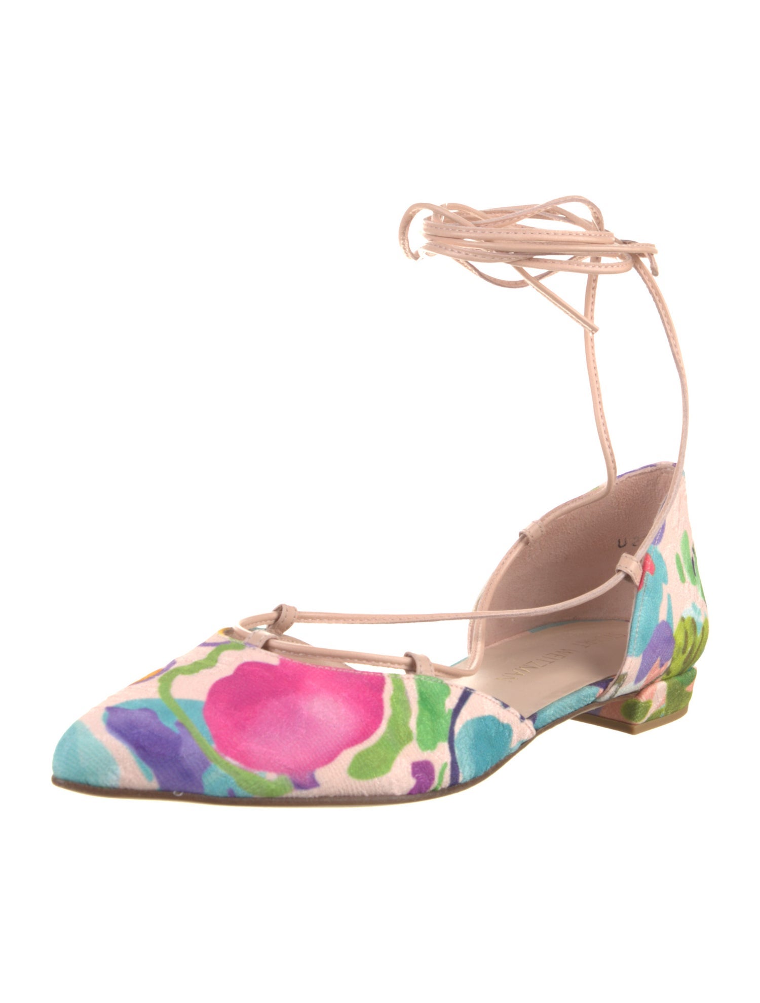 Stuart Weitzman Suede Floral Print D'Orsay Flats
