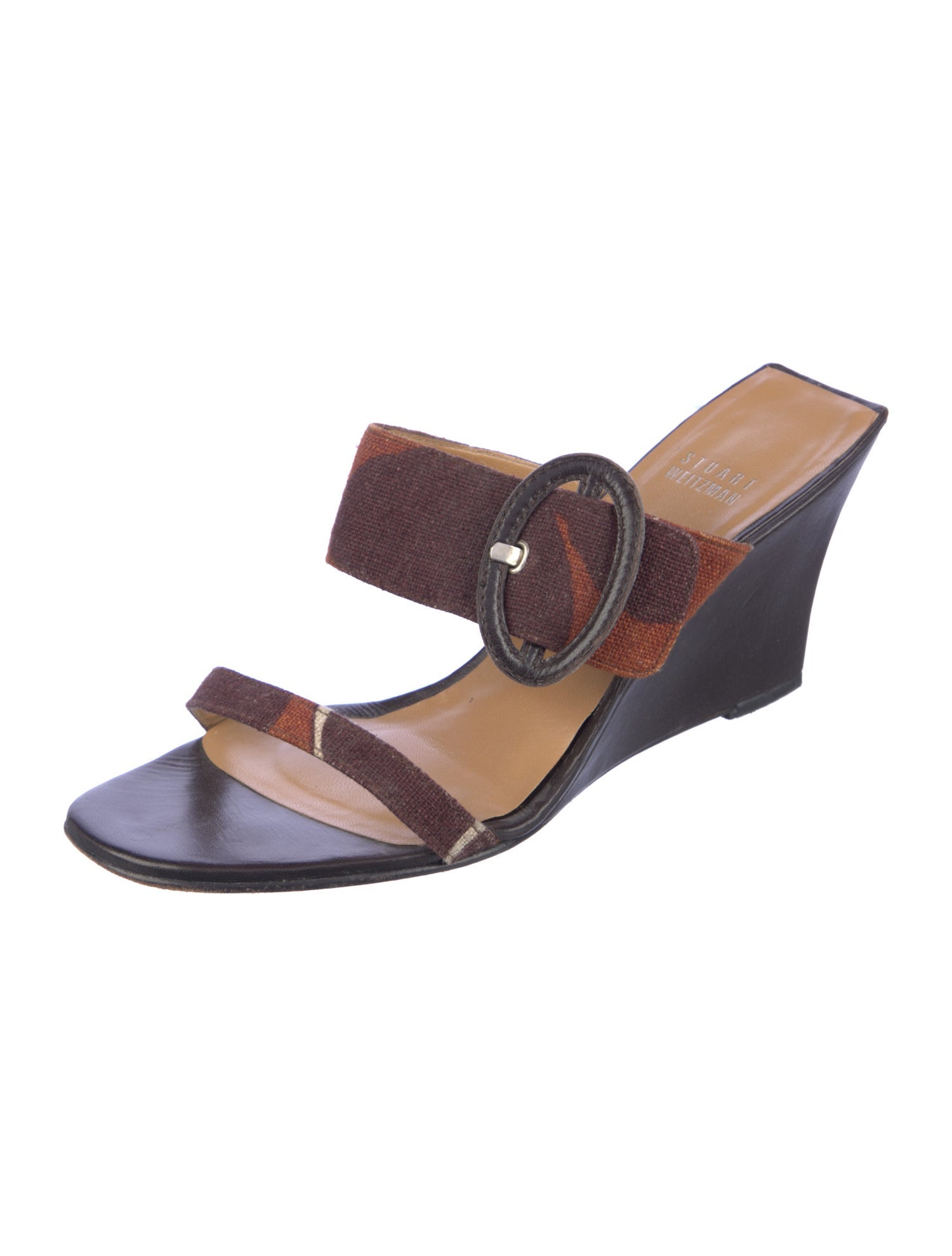 Stuart Weitzman Canvas Printed Slides