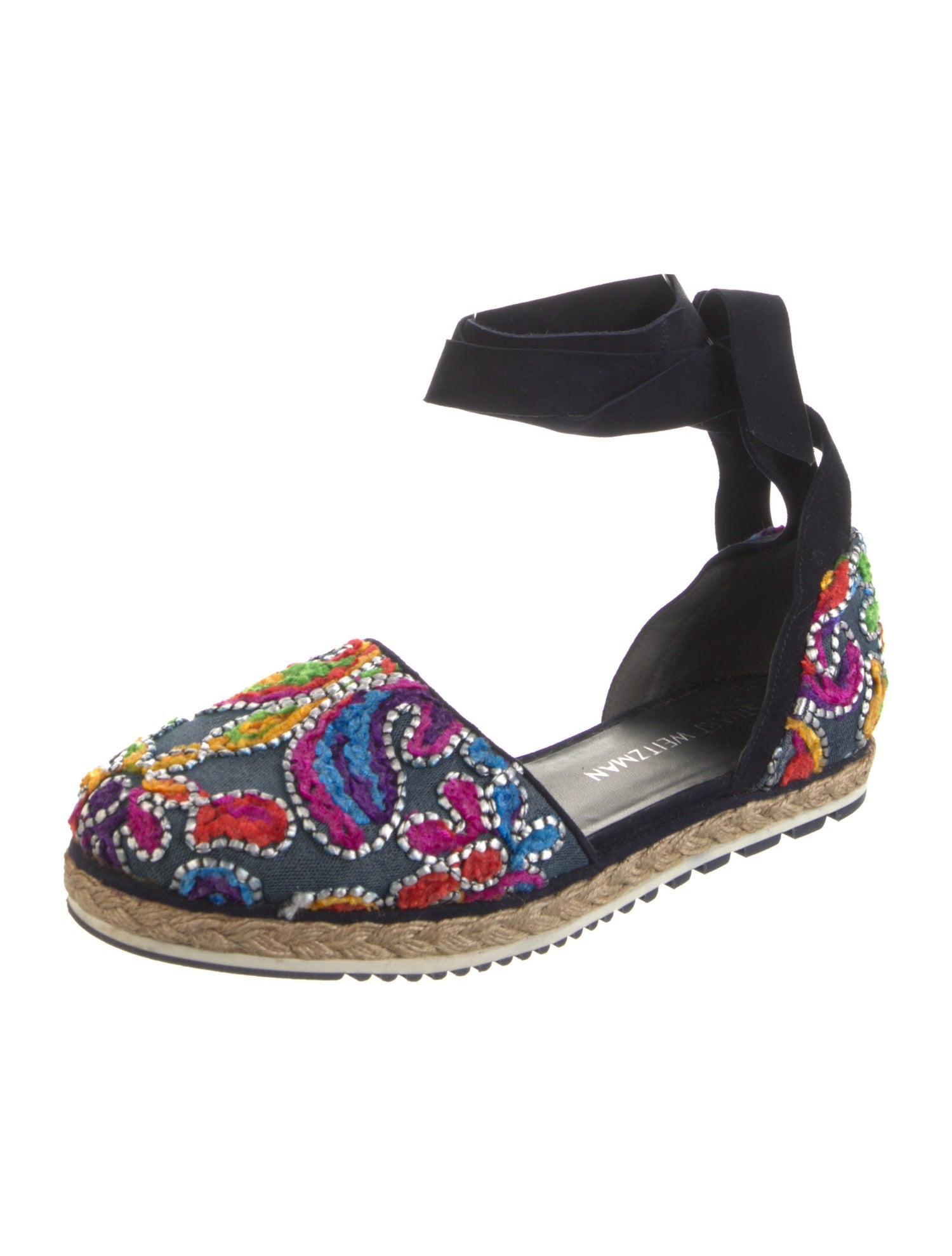 Stuart Weitzman Patterned Embroidered Accent D'Orsay Flats