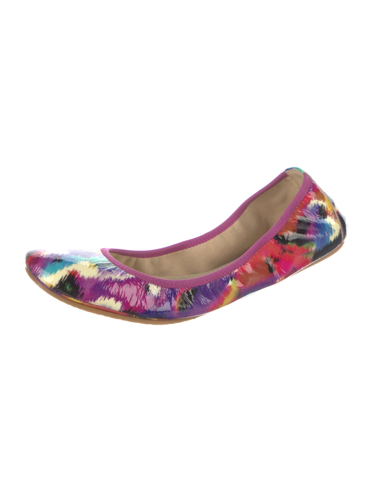 Stuart Weitzman Patent Leather Printed Ballet Flats