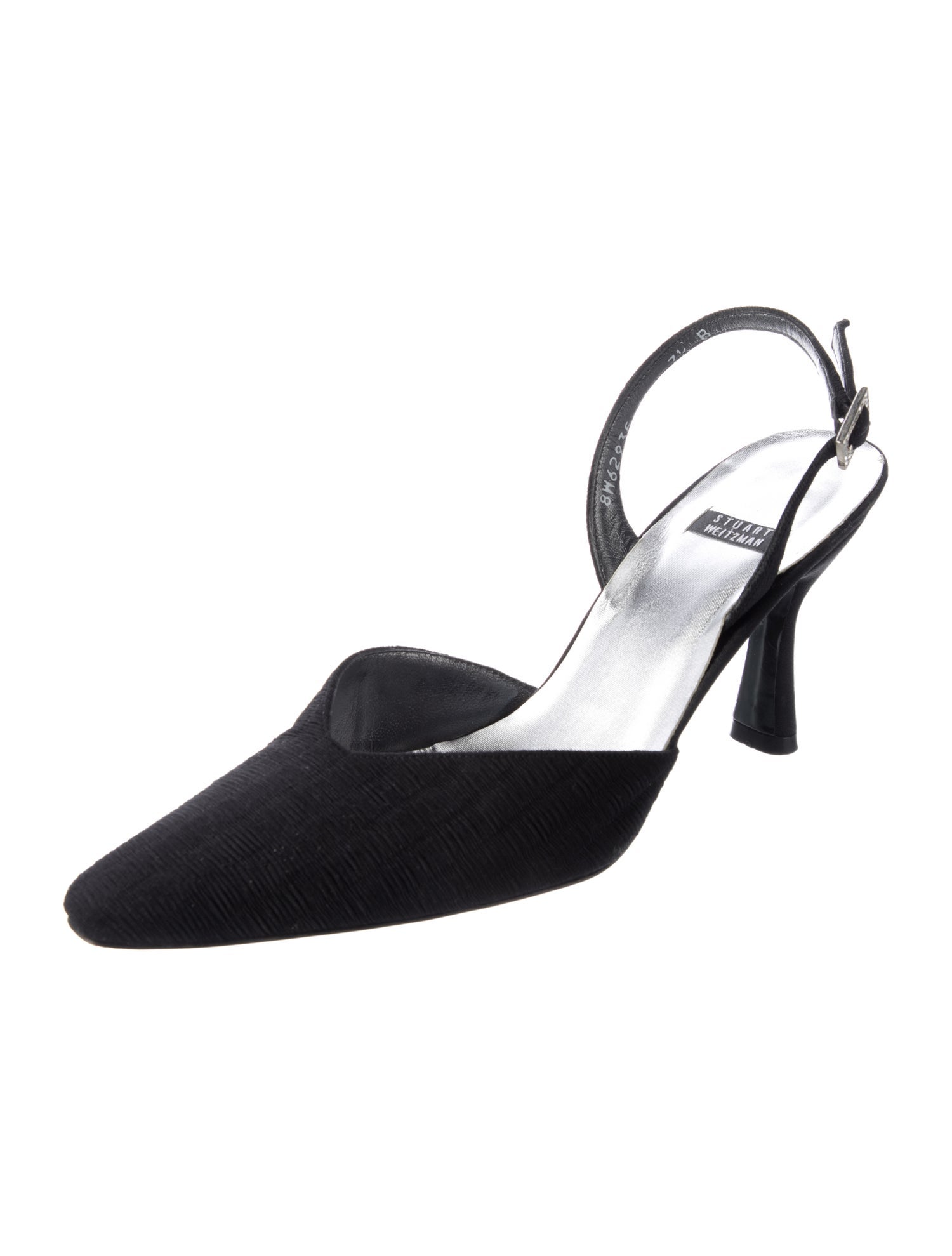 Stuart Weitzman Satin Crystal Embellishments Slingback Sandals