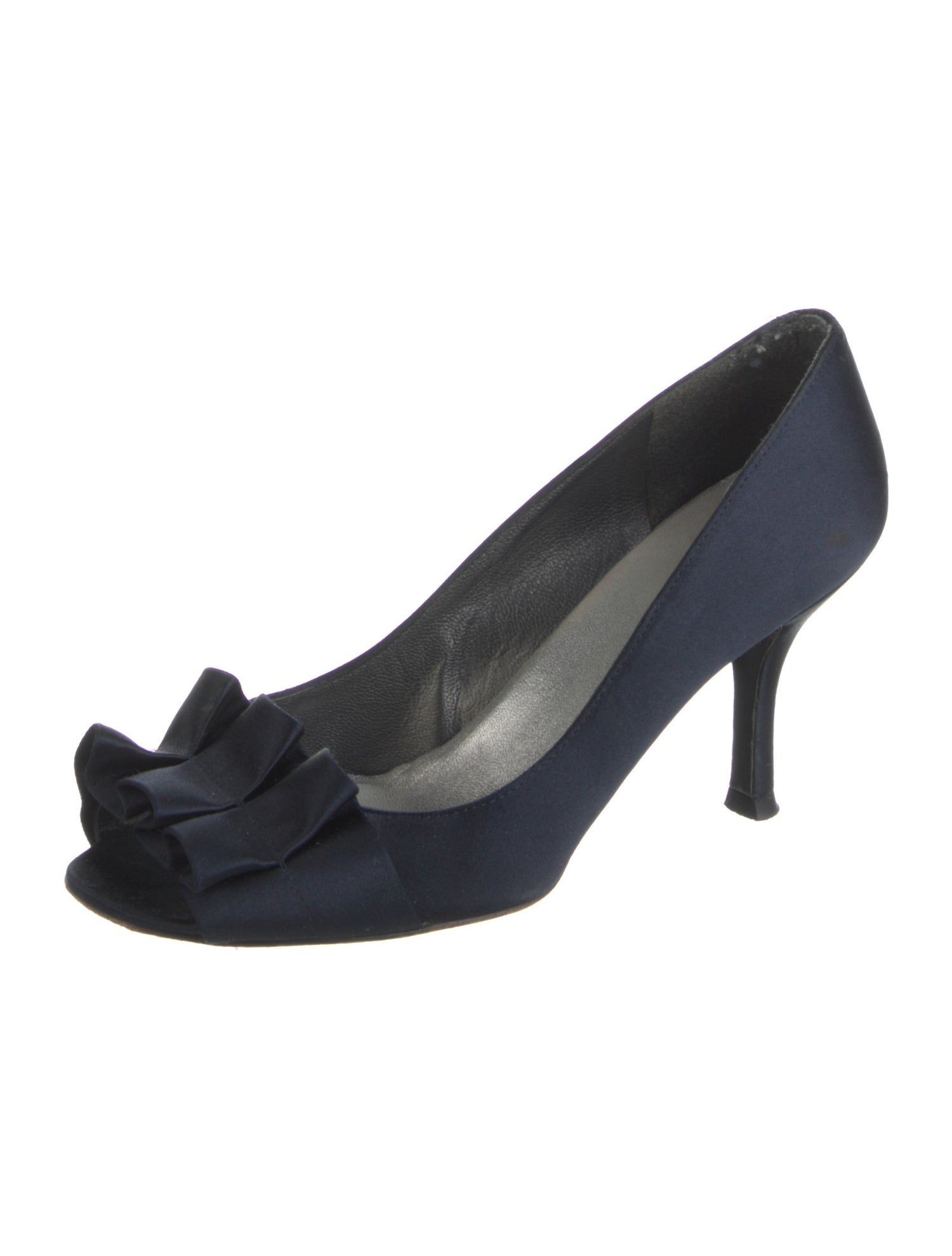 Stuart Weitzman Satin Ruffle Embellishment Pumps