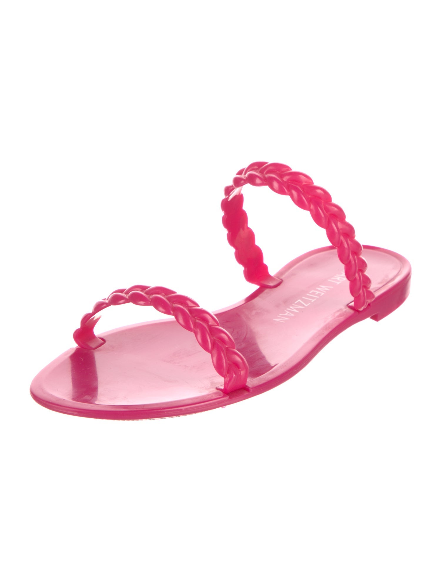 Stuart Weitzman Rubber Braided Accents Slides