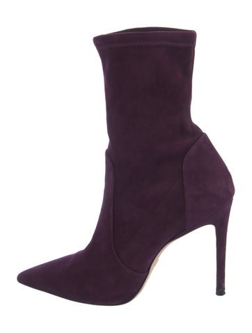 Pre-owned Stuart Weitzman Suede Sock Boots In Purple