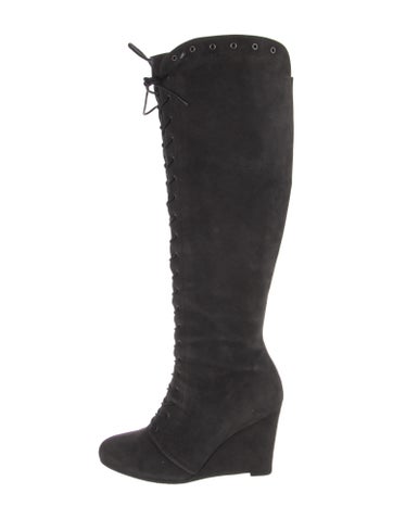 Pre-owned Stuart Weitzman Suede Lace-up Boots In Gray