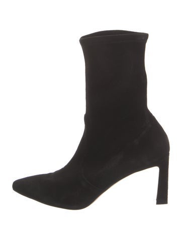 Pre-owned Stuart Weitzman Suede Sock Boots In Black
